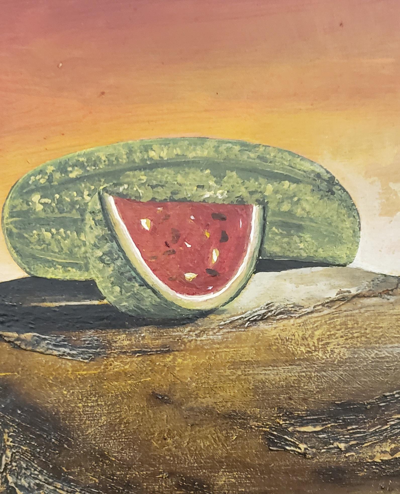 Sandía (Sandía) Surrealista  Artista Emergente Academia Nacional de Arte de Uruguay - Landscape Painting Beige de Carlos Duarte