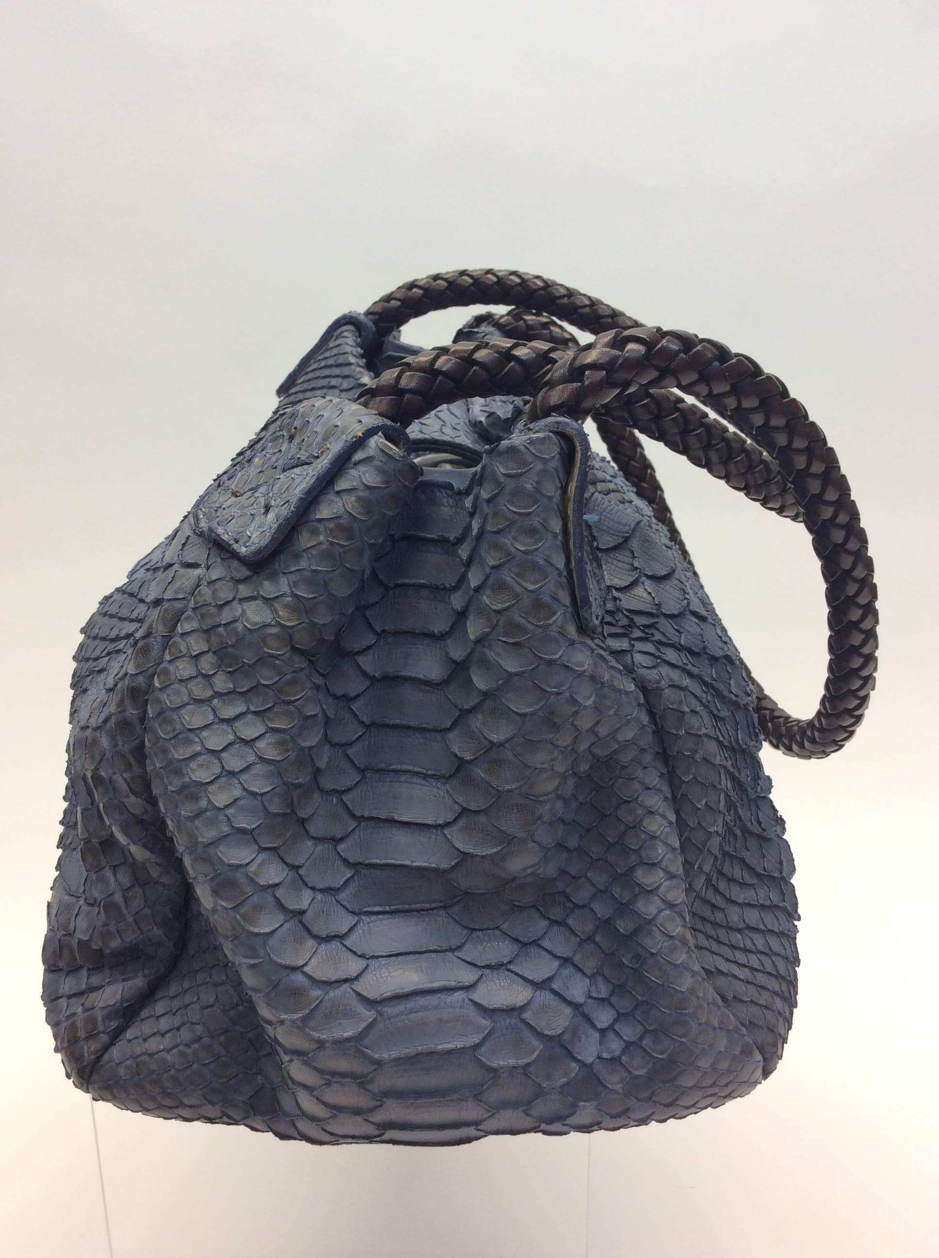 Carlos Falchi Blue Skin Tote In Excellent Condition For Sale In Narberth, PA