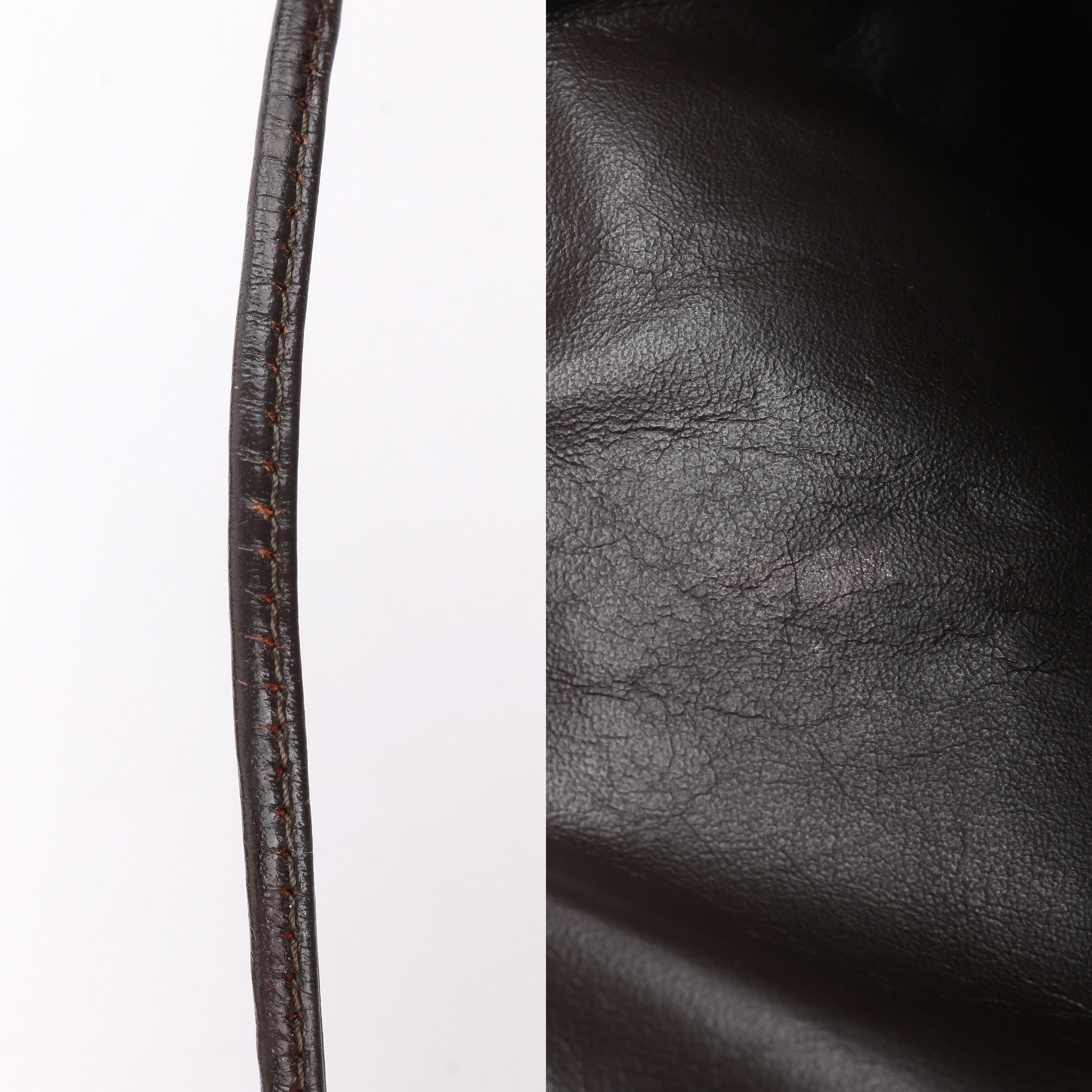CARLOS FALCHI c.1990’s Brown Embossed Leather Patch Detail Flap Shoulder Bag  8