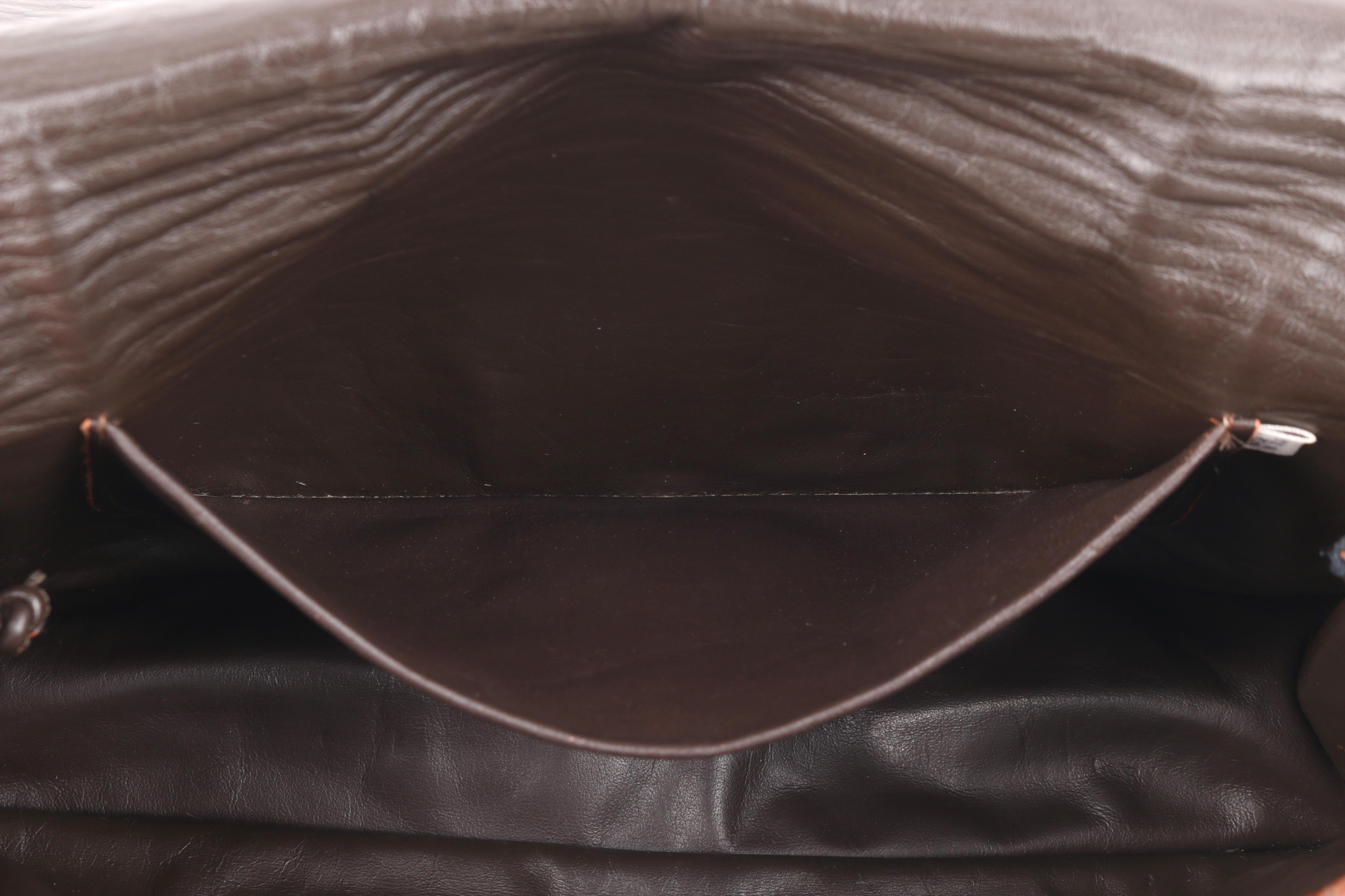CARLOS FALCHI c.1990’s Brown Embossed Leather Patch Detail Flap Shoulder Bag  5