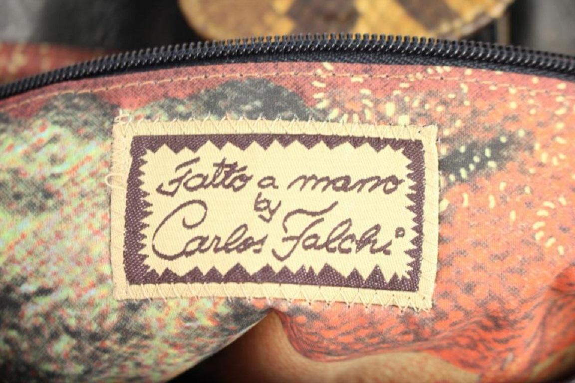 Marrone Carlos Falchi Fatto A Mano 1cfty929 Tote in pelle di pitone marrone in vendita