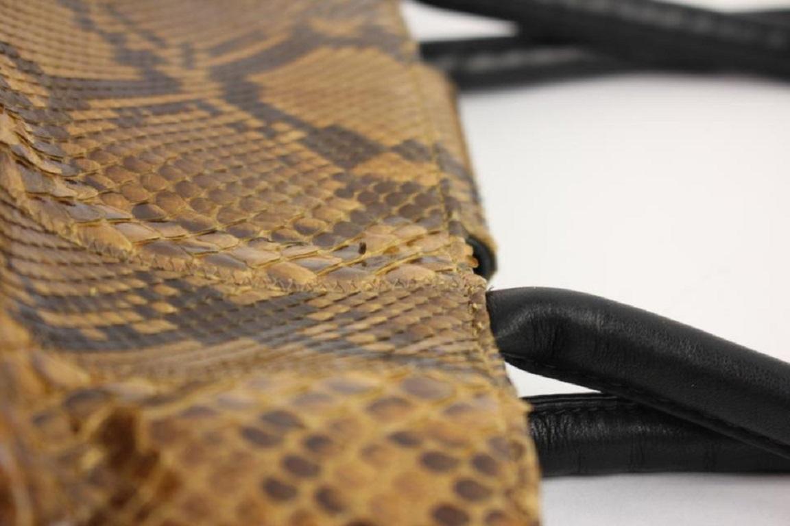 Women's Carlos Falchi Fatto A Mano 1cfty929 Brown Python Skin Leather Tote For Sale