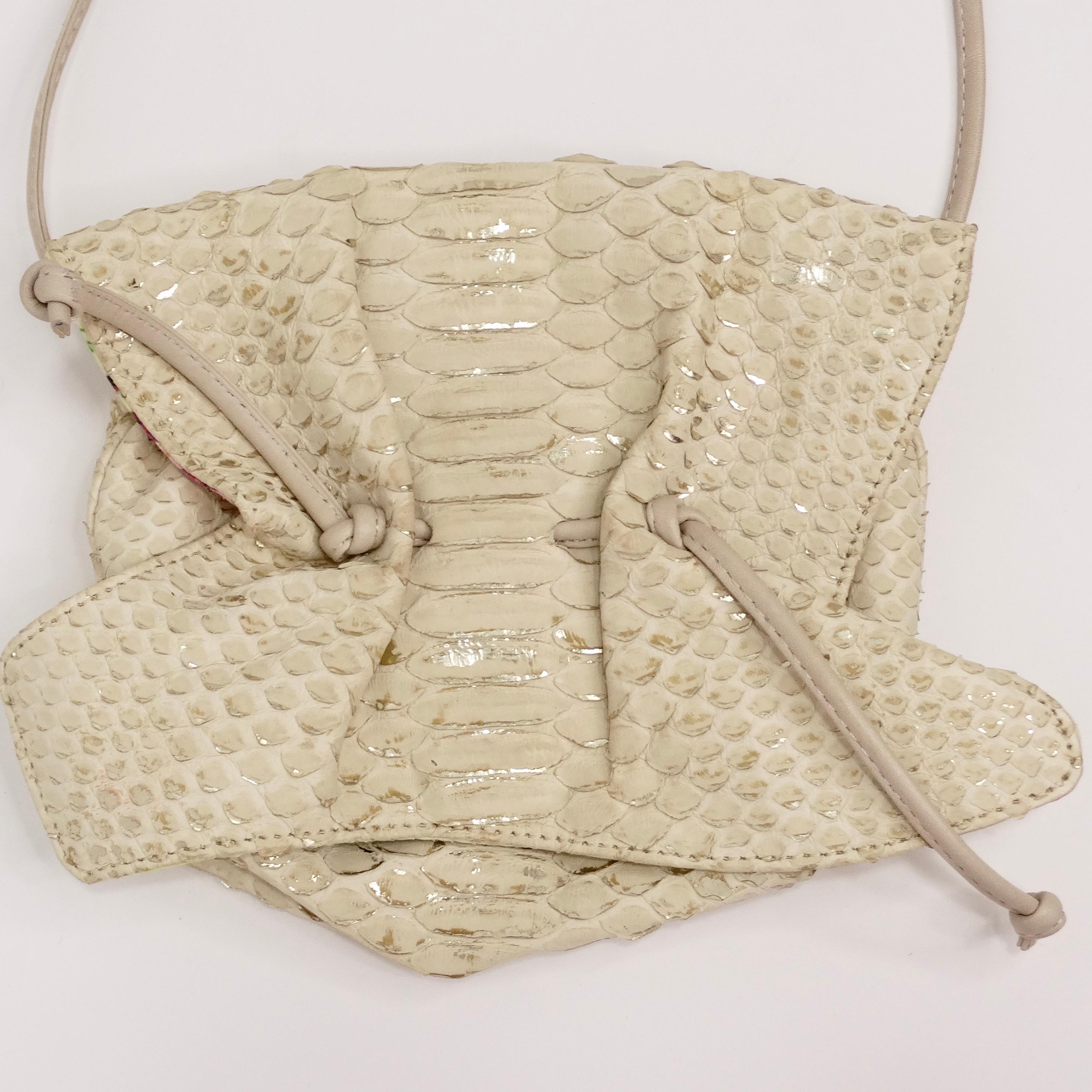 Beige Carlos Falchi Vintage Crossbody Drawstring Mini Handbag For Sale
