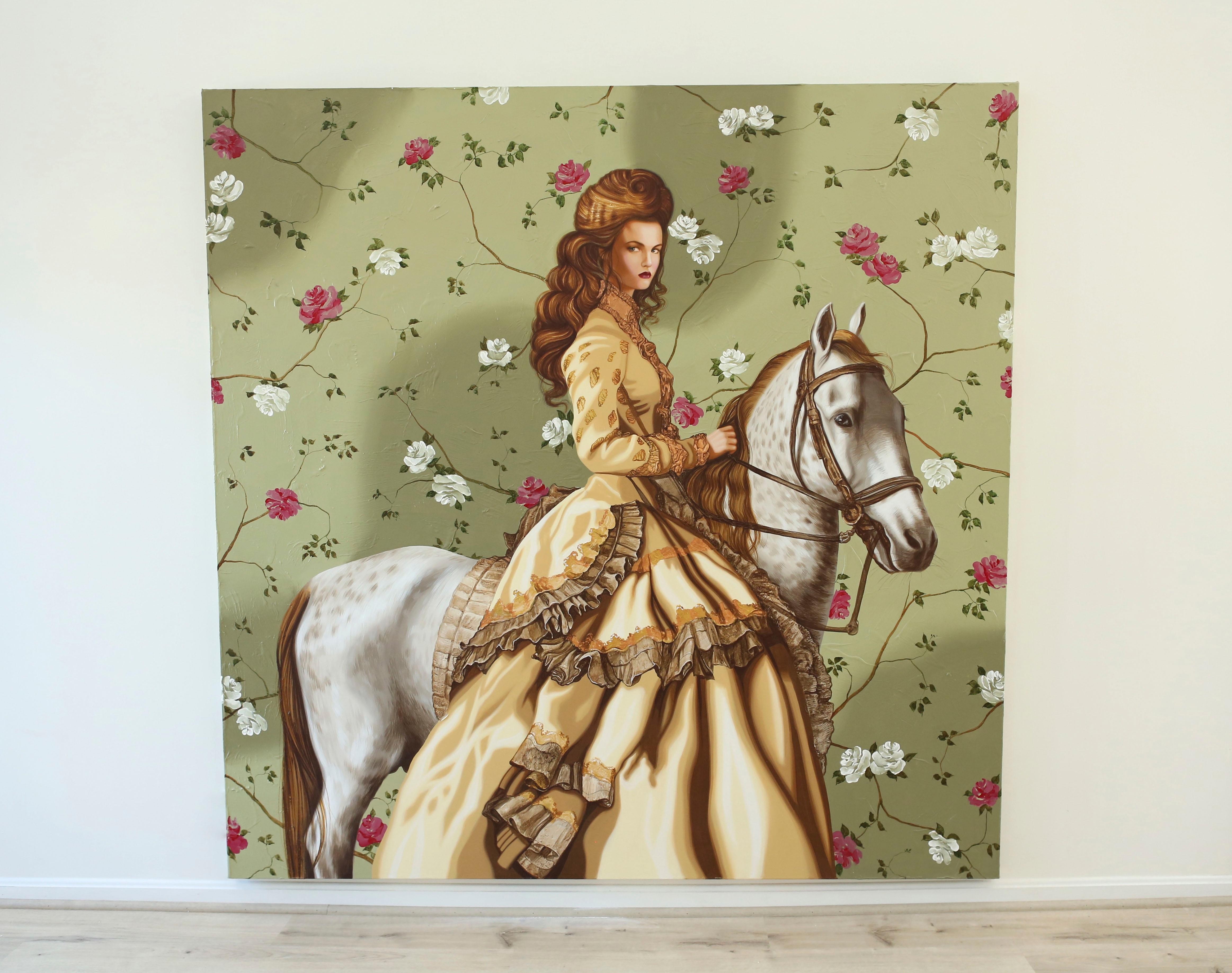 Arte contemporáneo americano de Carlos Gamez De Francisco  - Elegante amazona - Painting Contemporáneo de Carlos Gamez de Francisco 