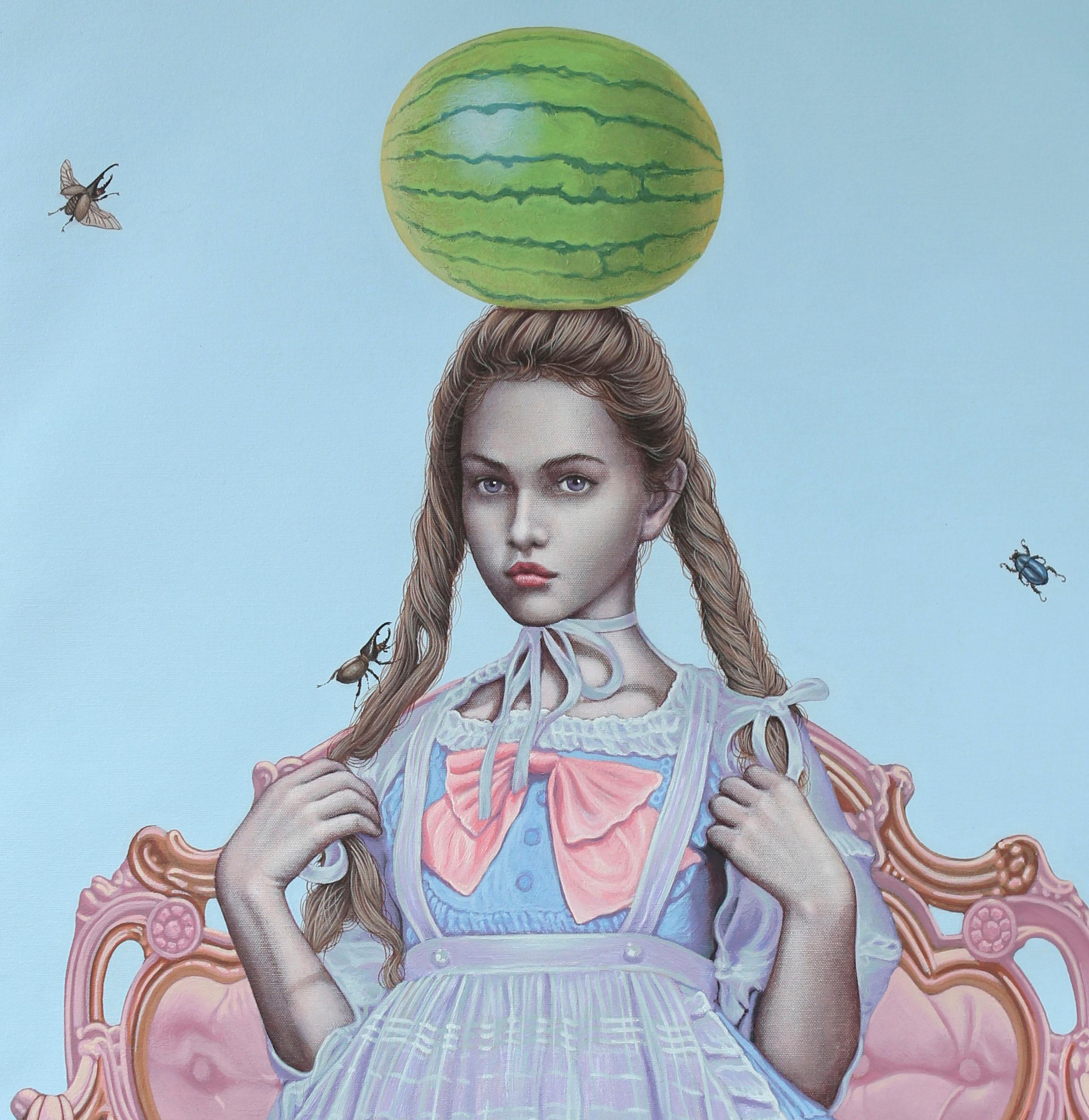 L'arte contemporanea americana di Carlos Gamez De Francisco - Il periodo barocco - Figurative Painting Blu di Carlos Gamez de Francisco 