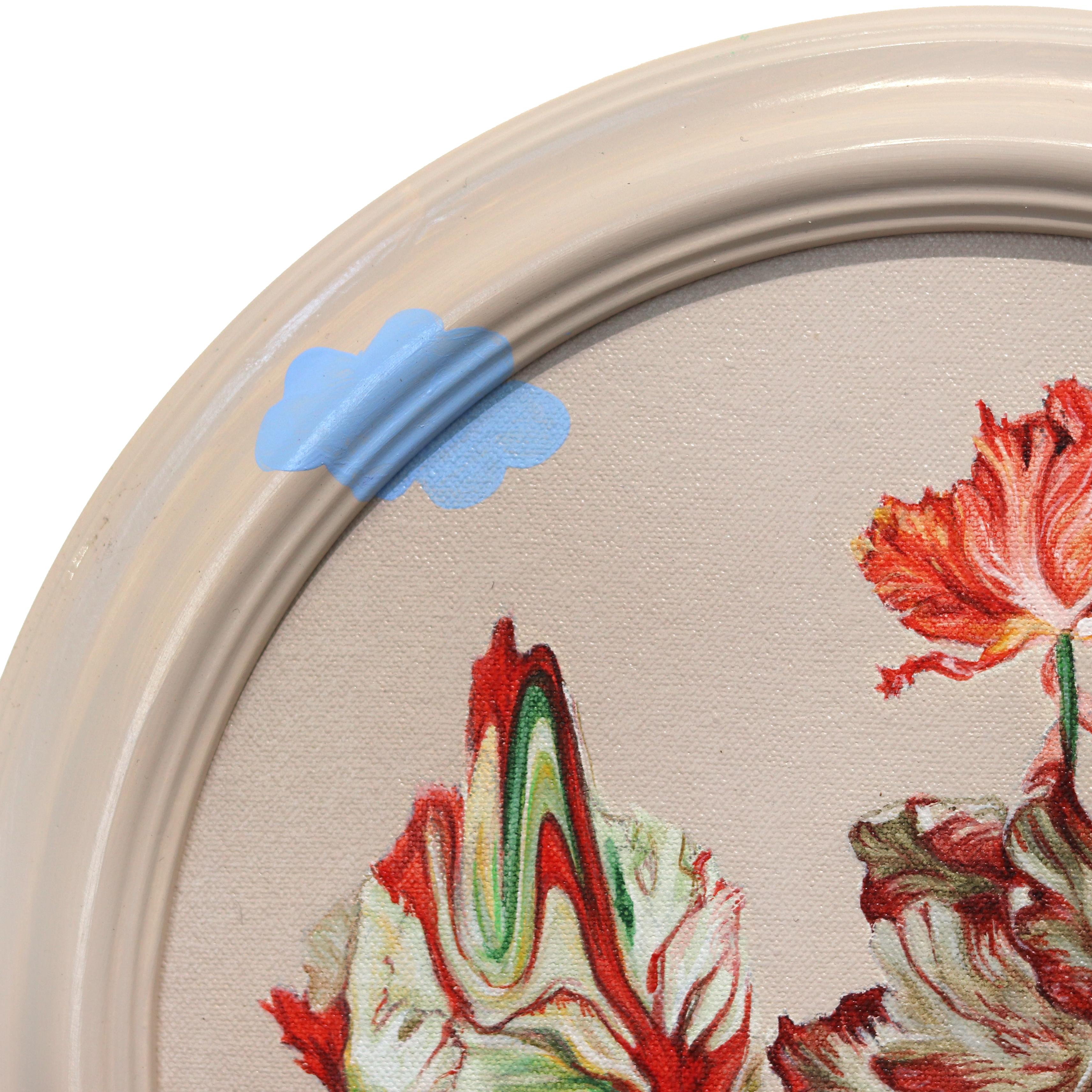 A Duck Flying Above the Clouds - Original Floral Surrealist Artwork on Canvas For Sale 3