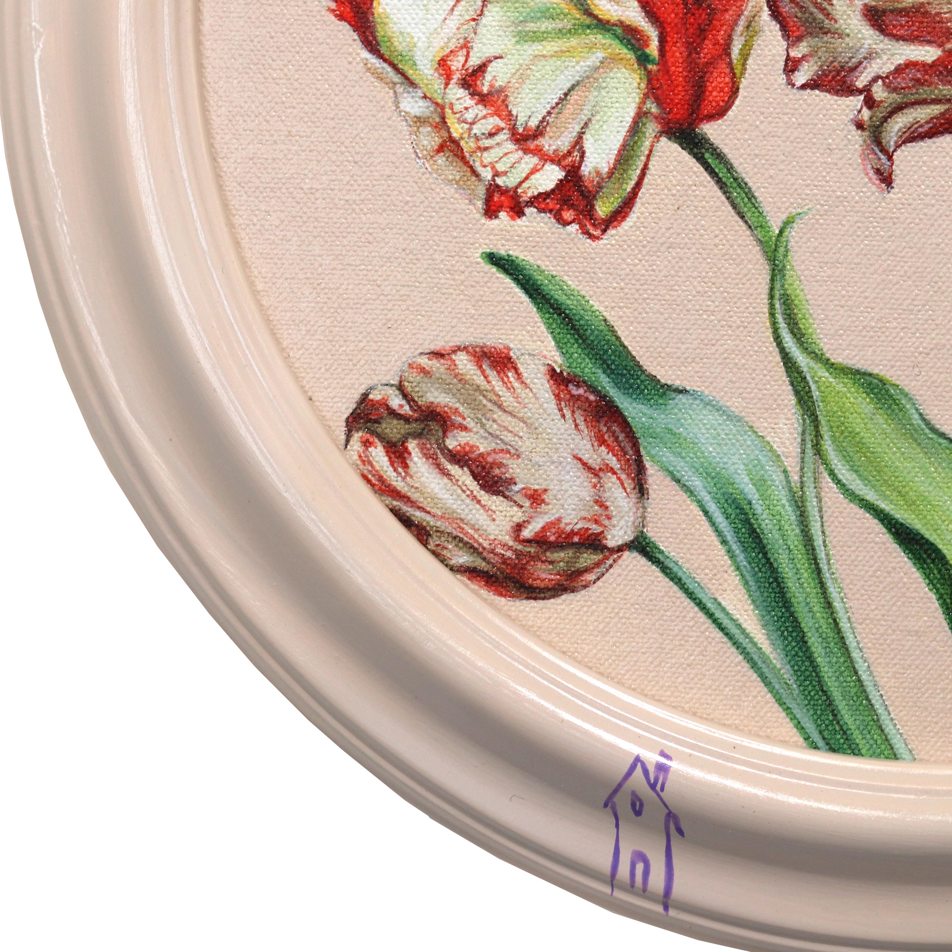 A Duck Flying Above the Clouds - Original Floral Surrealist Artwork on Canvas For Sale 4