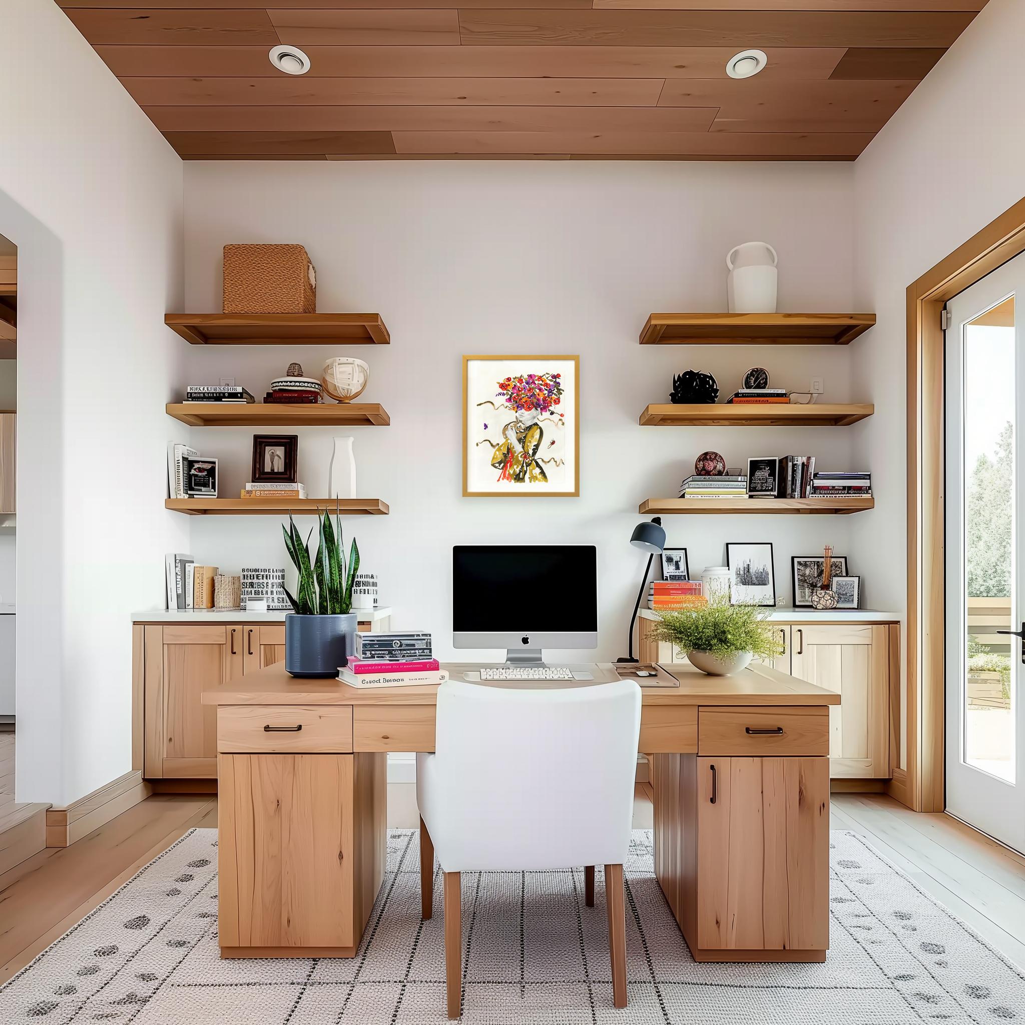 Bunny I - Original Buntes Florales Figuratives Weibliches Surrealistisches Gerahmtes Kunstwerk – Painting von Carlos Gamez De Francisco