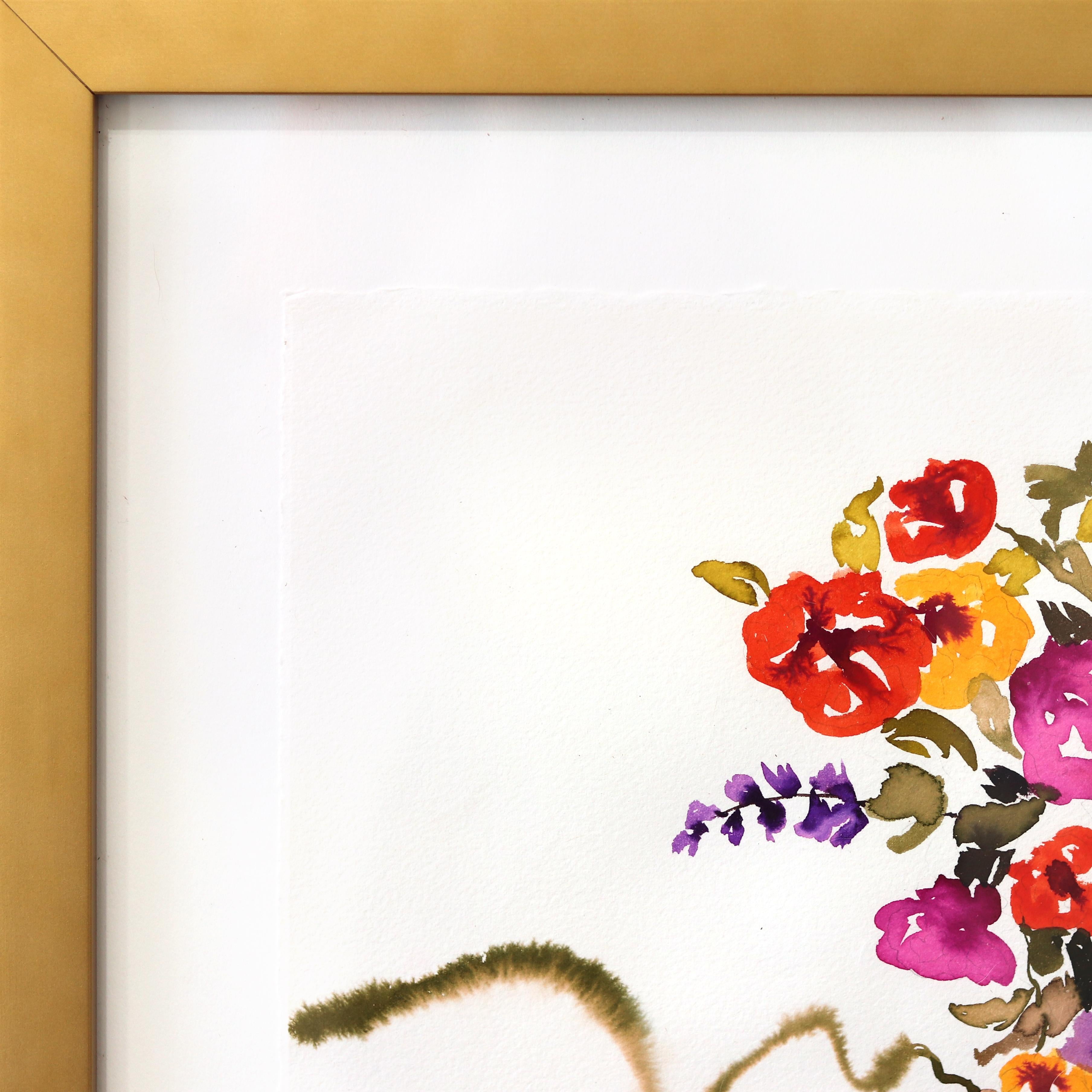 Bunny I - Original Buntes Florales Figuratives Weibliches Surrealistisches Gerahmtes Kunstwerk (Surrealismus), Painting, von Carlos Gamez De Francisco