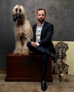 Peinture acrylique figurative contemporaine sur toile, fond floral, réalisme