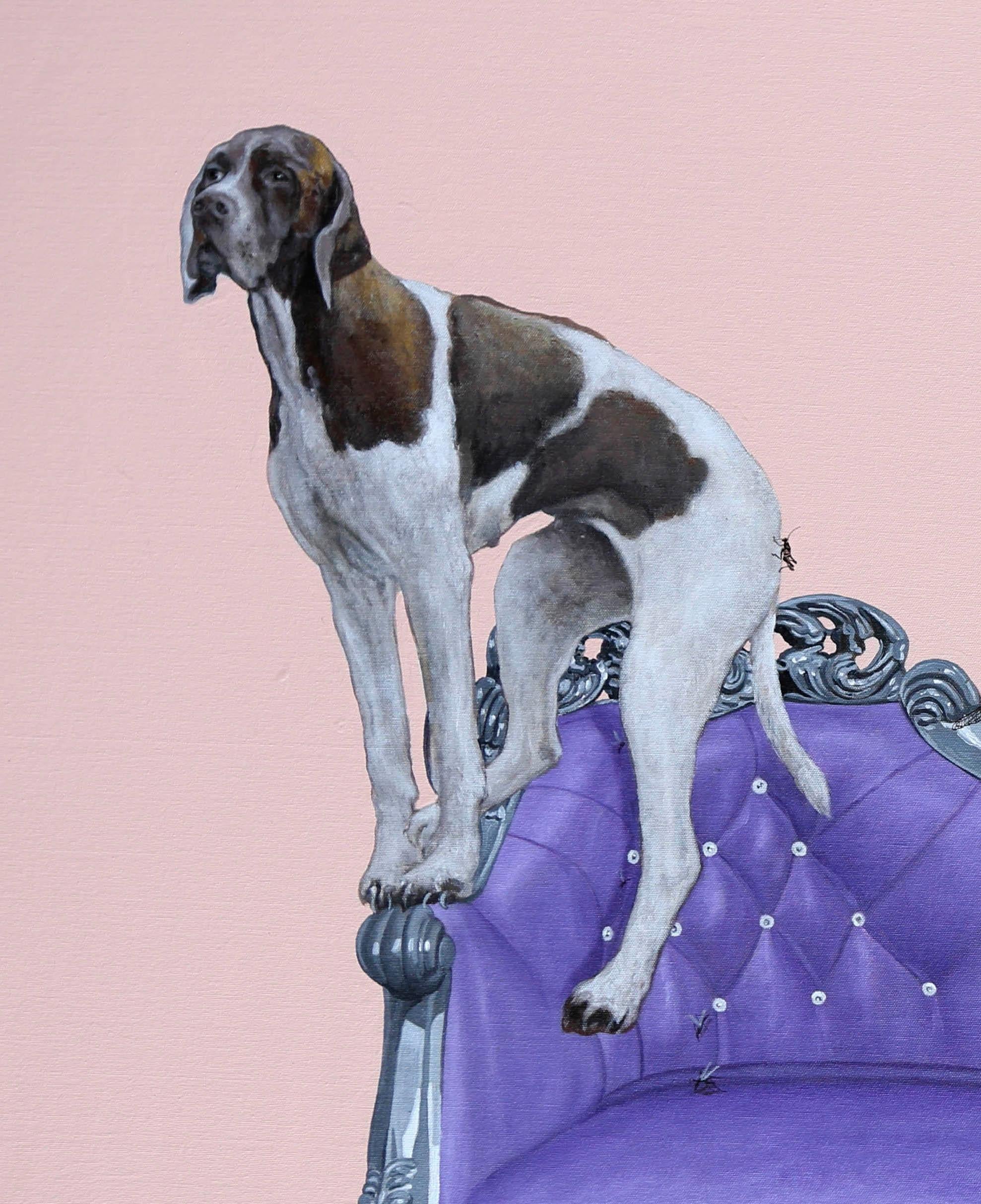 Hunde und Fuchsfell – Painting von Carlos Gamez De Francisco