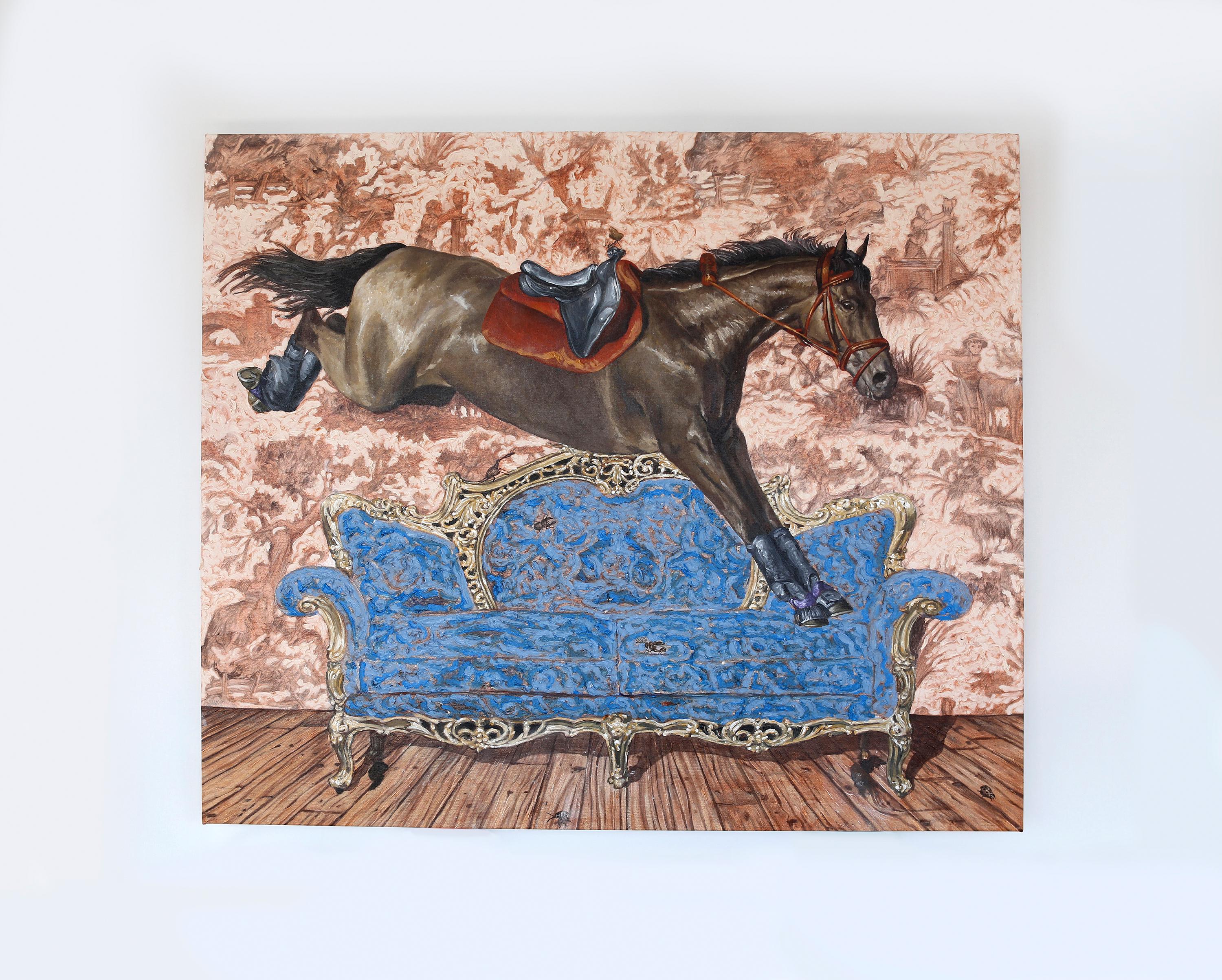 Stile e arredamento equestre II - Contemporaneo  pittura surrealista di cavalli - Painting di Carlos Gamez De Francisco
