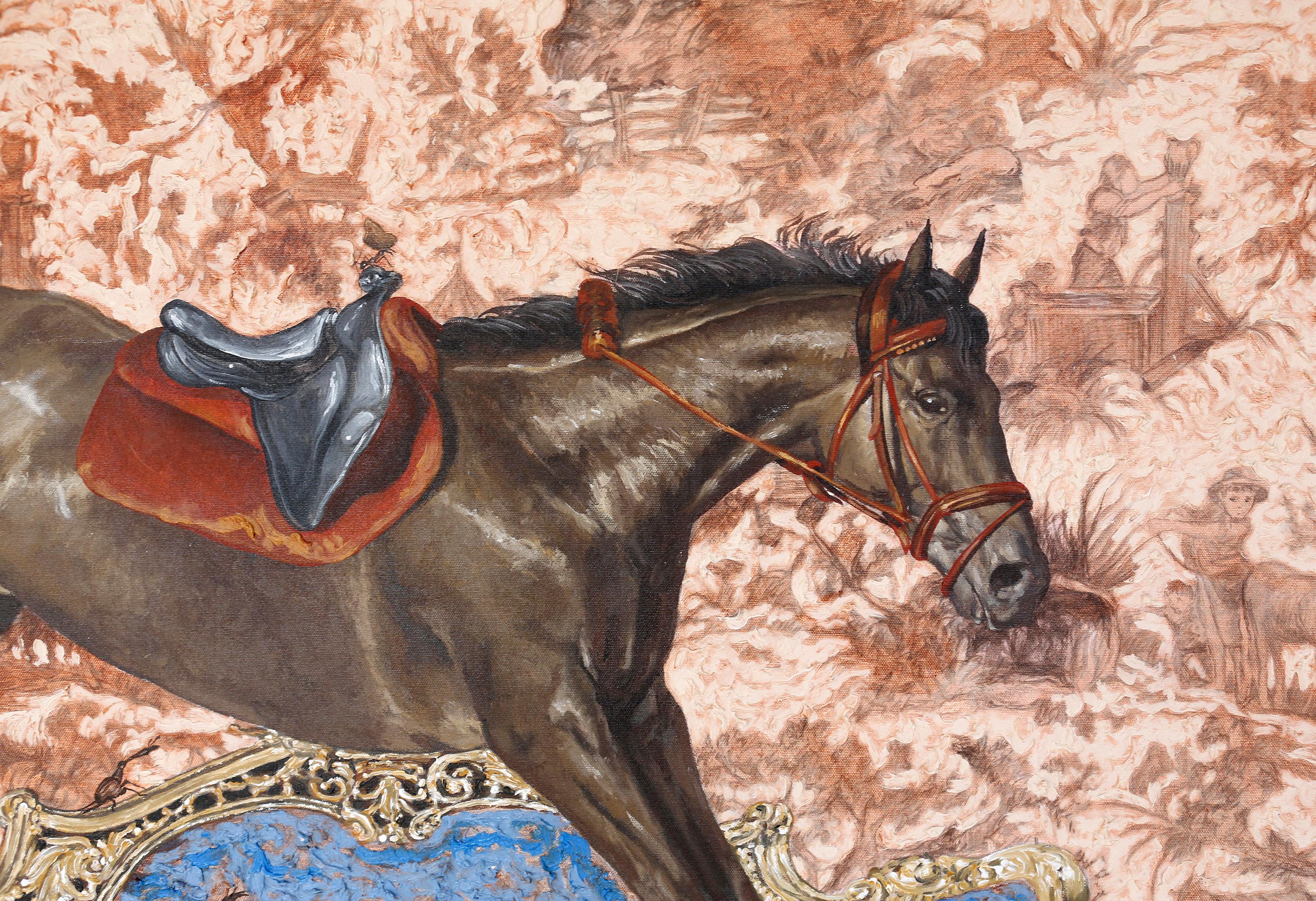 Stile e arredamento equestre II - Contemporaneo  pittura surrealista di cavalli - Portrait Painting Grigio di Carlos Gamez De Francisco