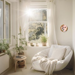 Fünf rote Tulpen – Rosa Original geblümtes Original-Kunstwerk auf Leinwand