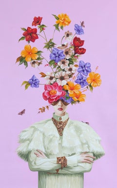 Lavender and Gold - original artwork - surrealism figurative painting