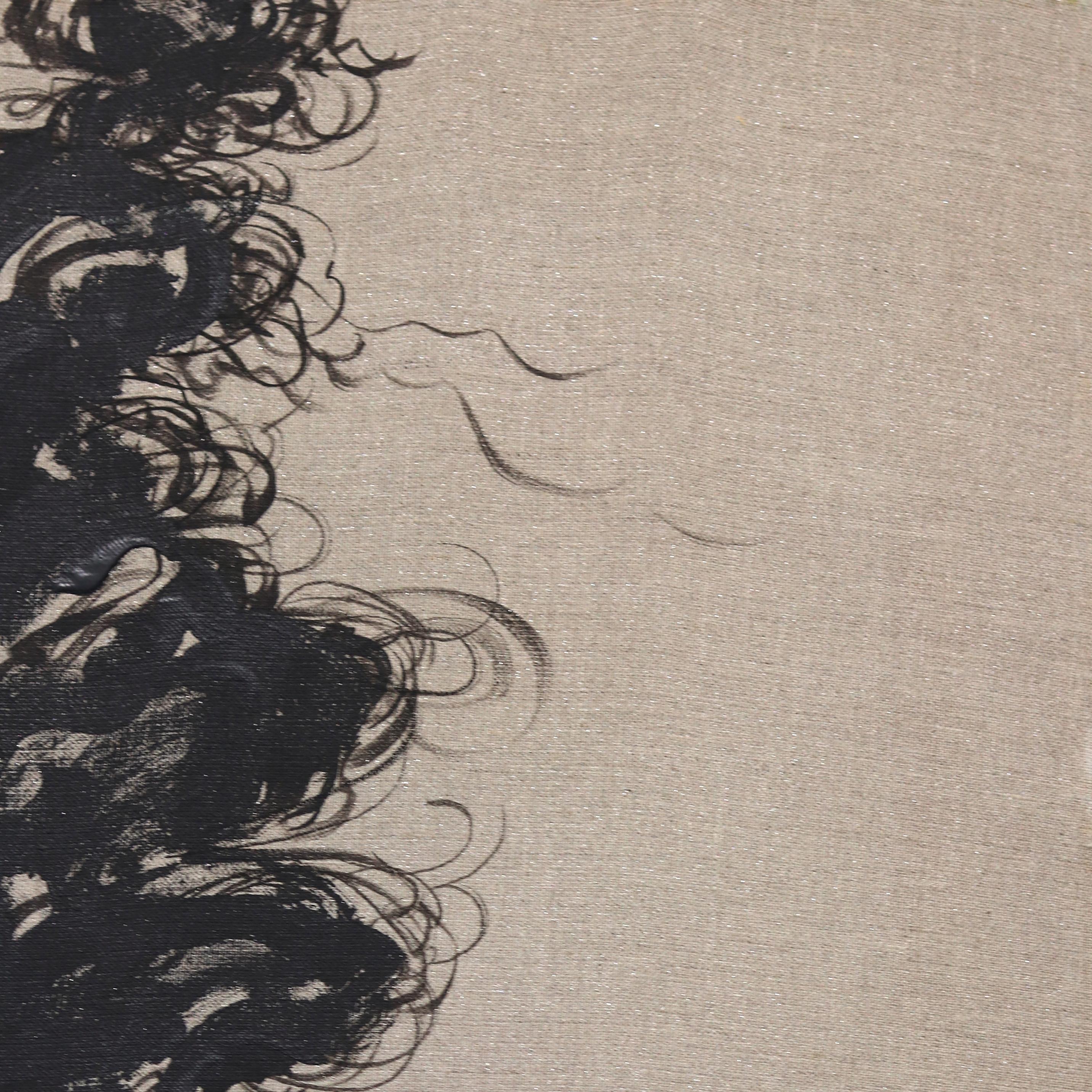 Purple Leaves - Large Colorful Surrealist Figurative Feminine Portrait Painting For Sale 2