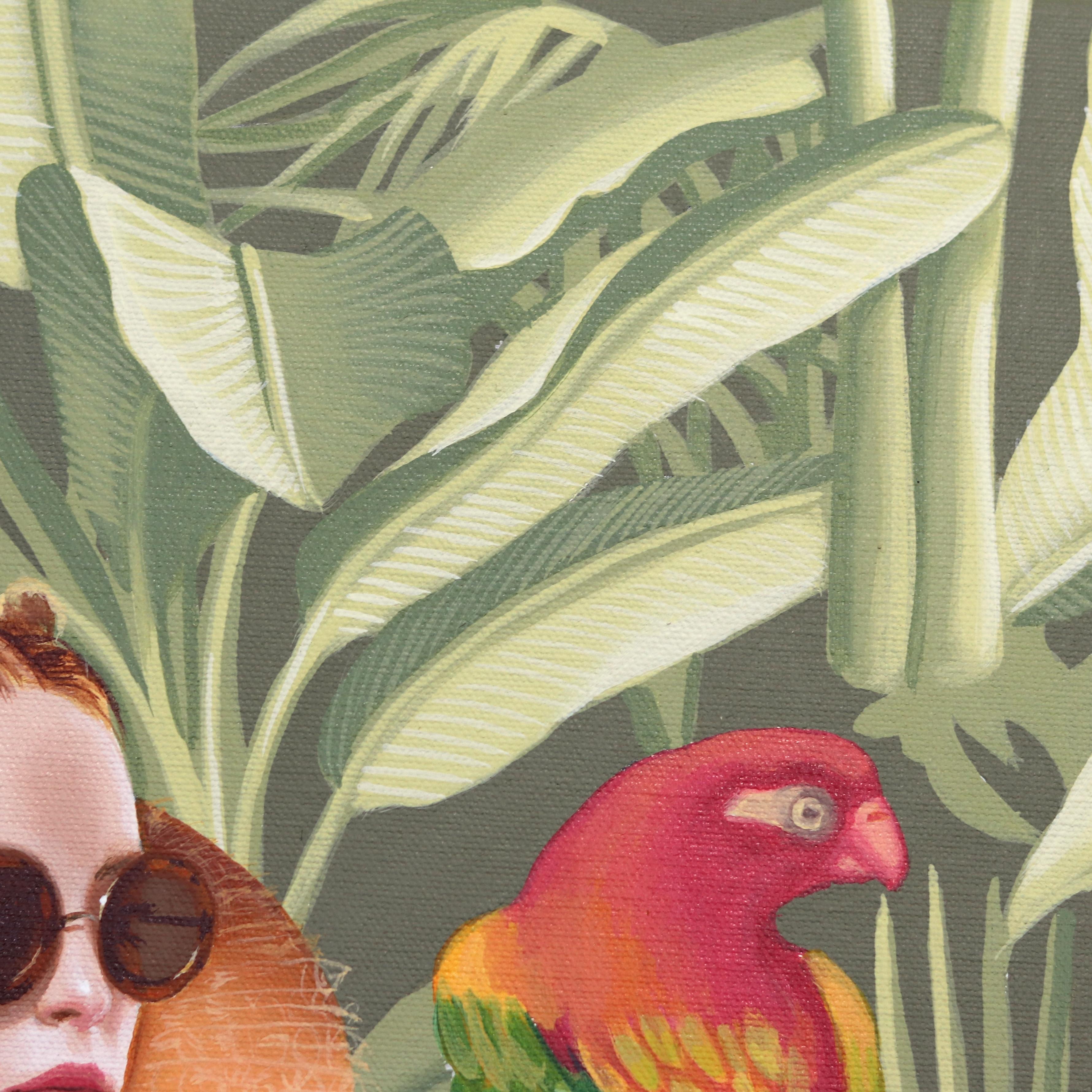 Rainforest Parrots - Surrealist Painting by Carlos Gamez De Francisco