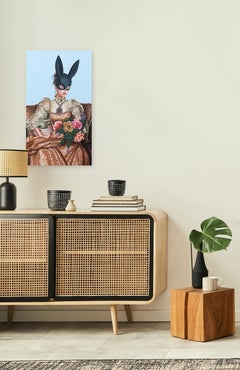 Social Etiquette V - Surrealist Portrait Figurative Woman in Mask Original Art