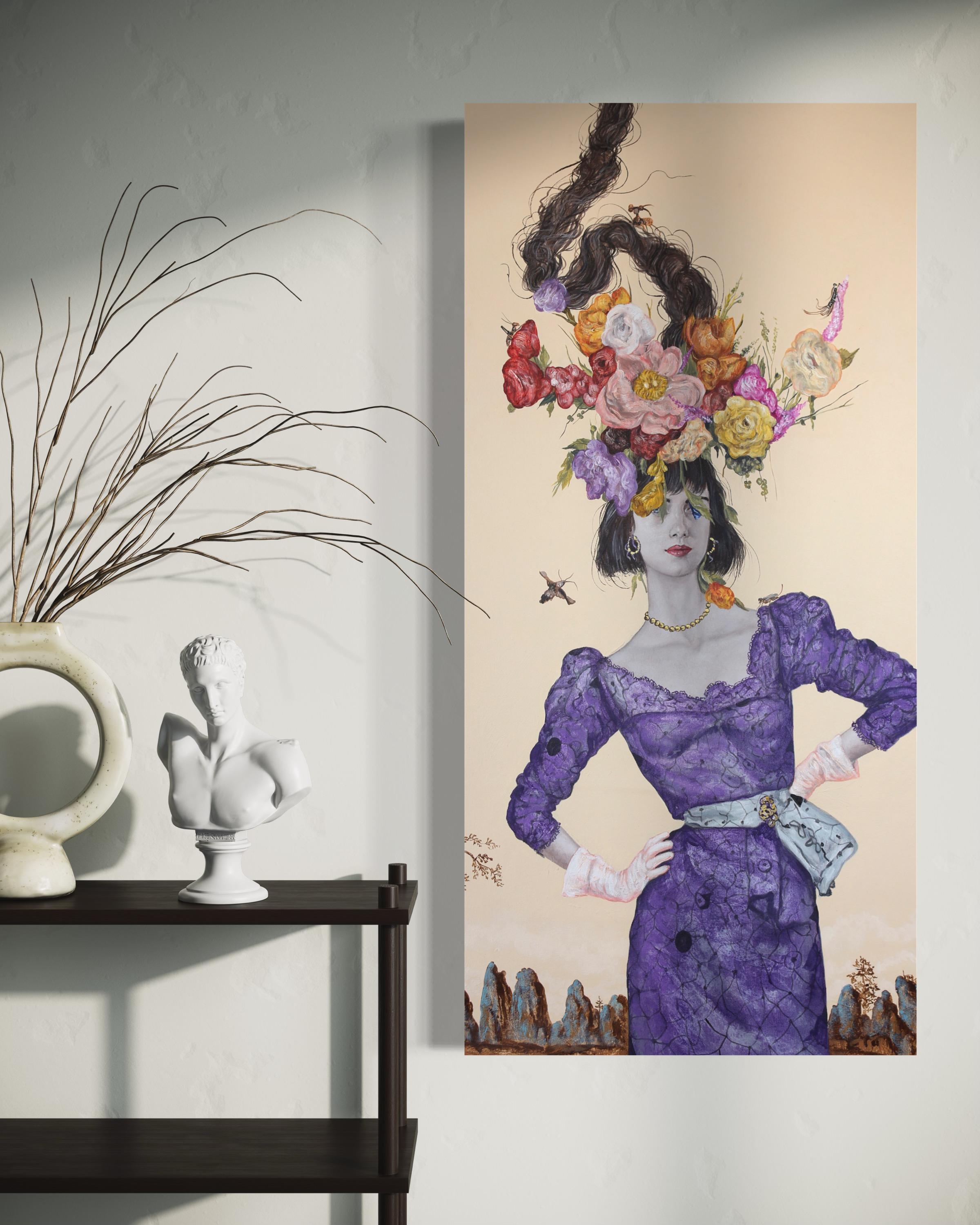 Frühling III - Zeitgenössische farbige figurative surrealistische Malerei im Angebot 2