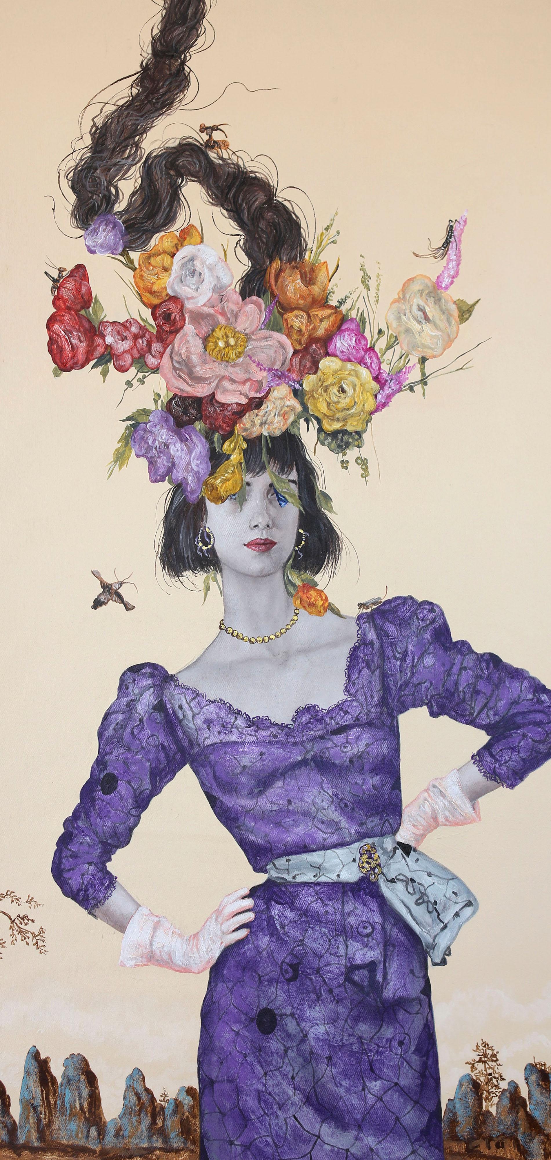 Frühling III - Zeitgenössische farbige figurative surrealistische Malerei