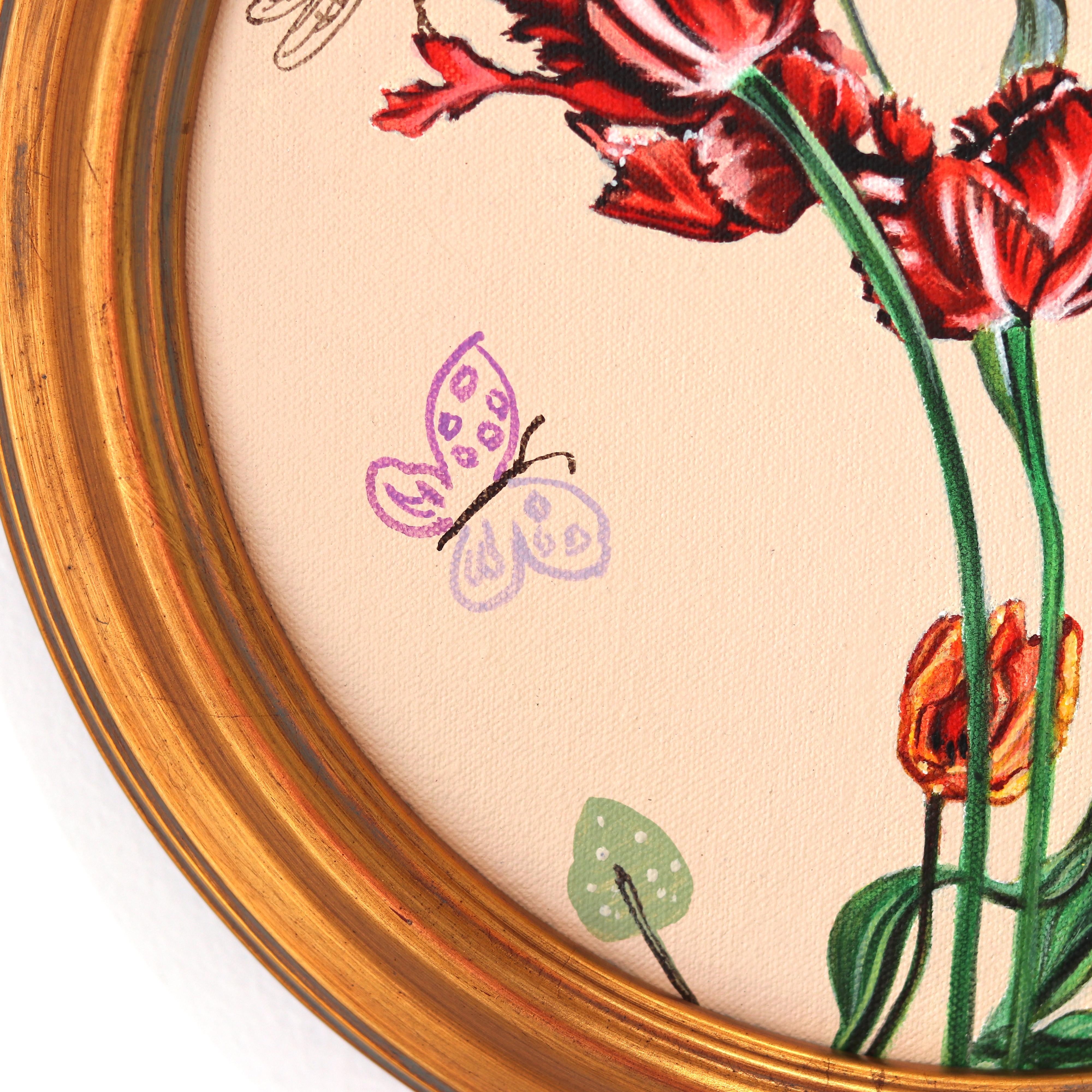 Il coniglietto e il suo fiore - Coloratissima opera d'arte figurativa originale su tela in vendita 3