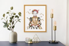 The Pearl Necklace Story II - Surrealist Figurative Feminine Framed Portrait