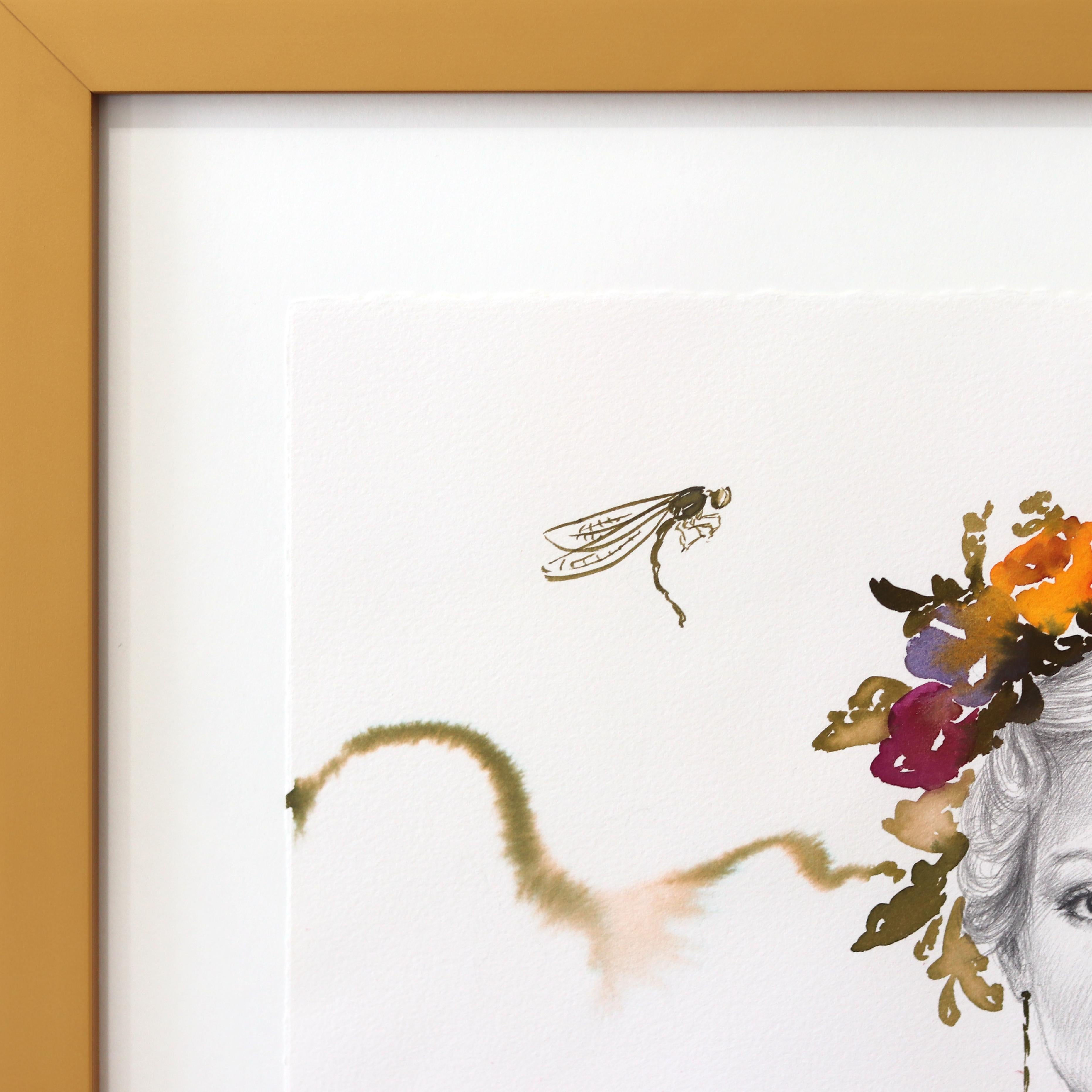 The Pearl Necklace Story II - Surrealist Figurative Feminine Framed Portrait im Angebot 3