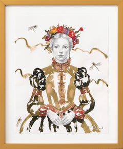 The Pearl Necklace Story II - Surrealist Figurative Feminine Framed Portrait
