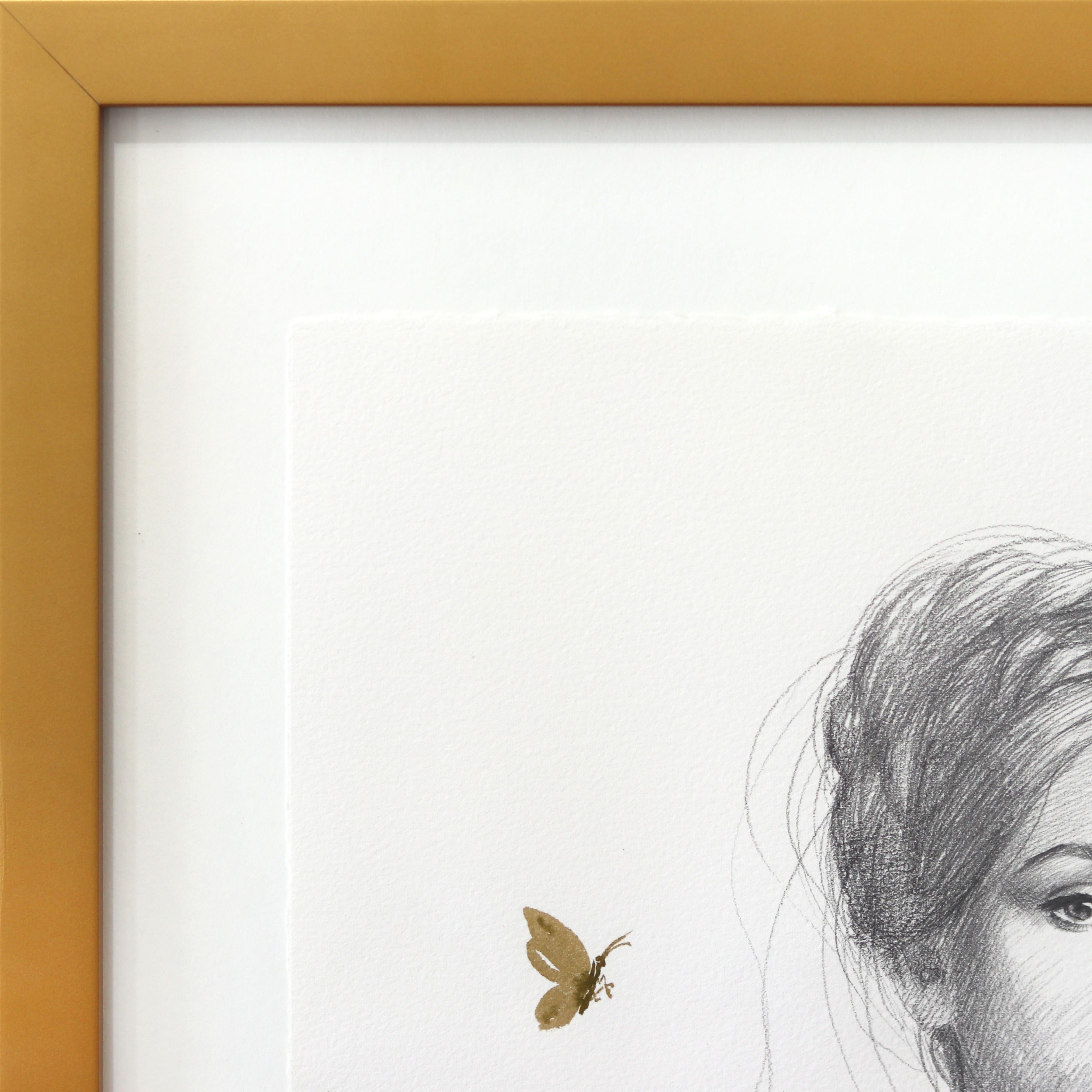 Young Woman with Dog - Surrealist Figurative Feminine Abstract Framed Portrait (Surrealismus), Painting, von Carlos Gamez De Francisco