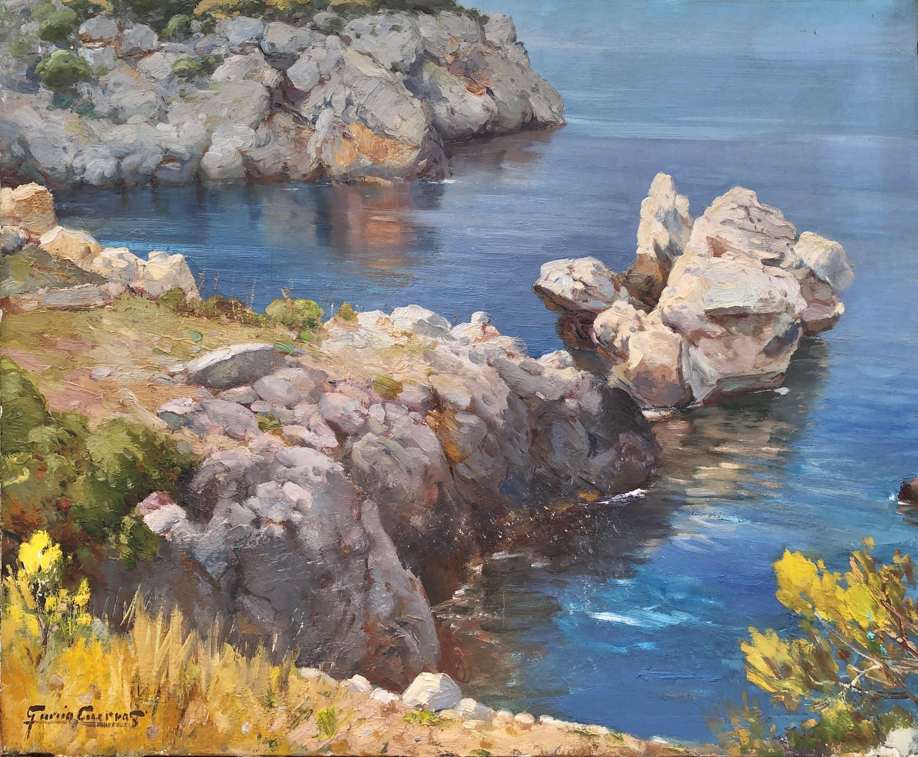Carlos Garcia Cuervas Landscape Painting - coast of majorca Mallorca Spain oil on canvas painting