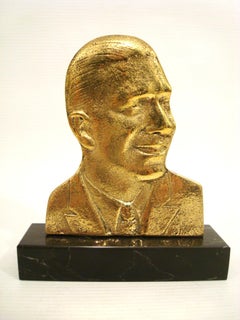 Carlos Gardel Tango Bronze & Marble Plaque Desk Portrait / Sculpture 1950´s