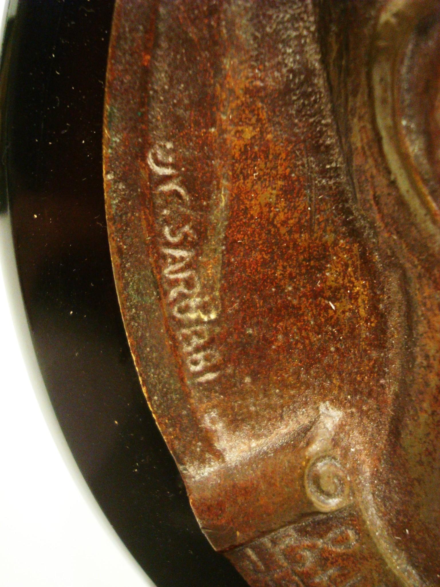 Bronzo Carlos Gardel Tango Ritratto / Scultura con placca in bronzo e marmo in vendita
