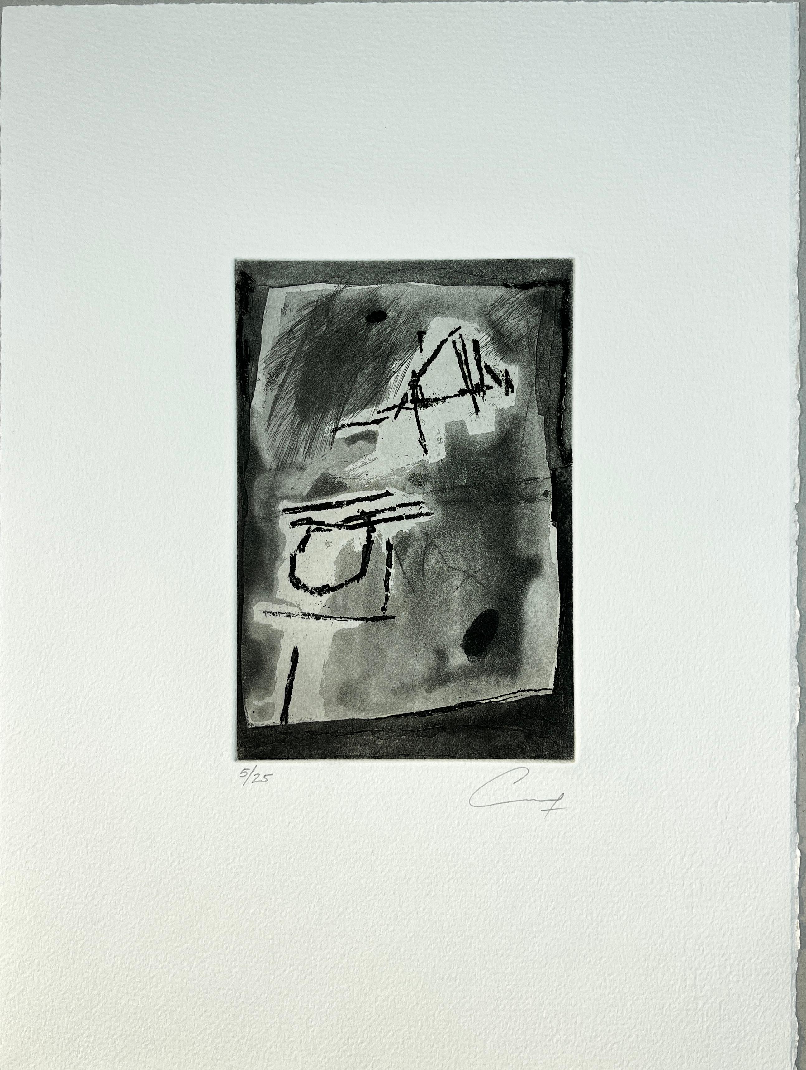 Carlos Gonzalez Abstract Print - Peruvian 1986 signed limited edition original art print etching 15x11 in.
