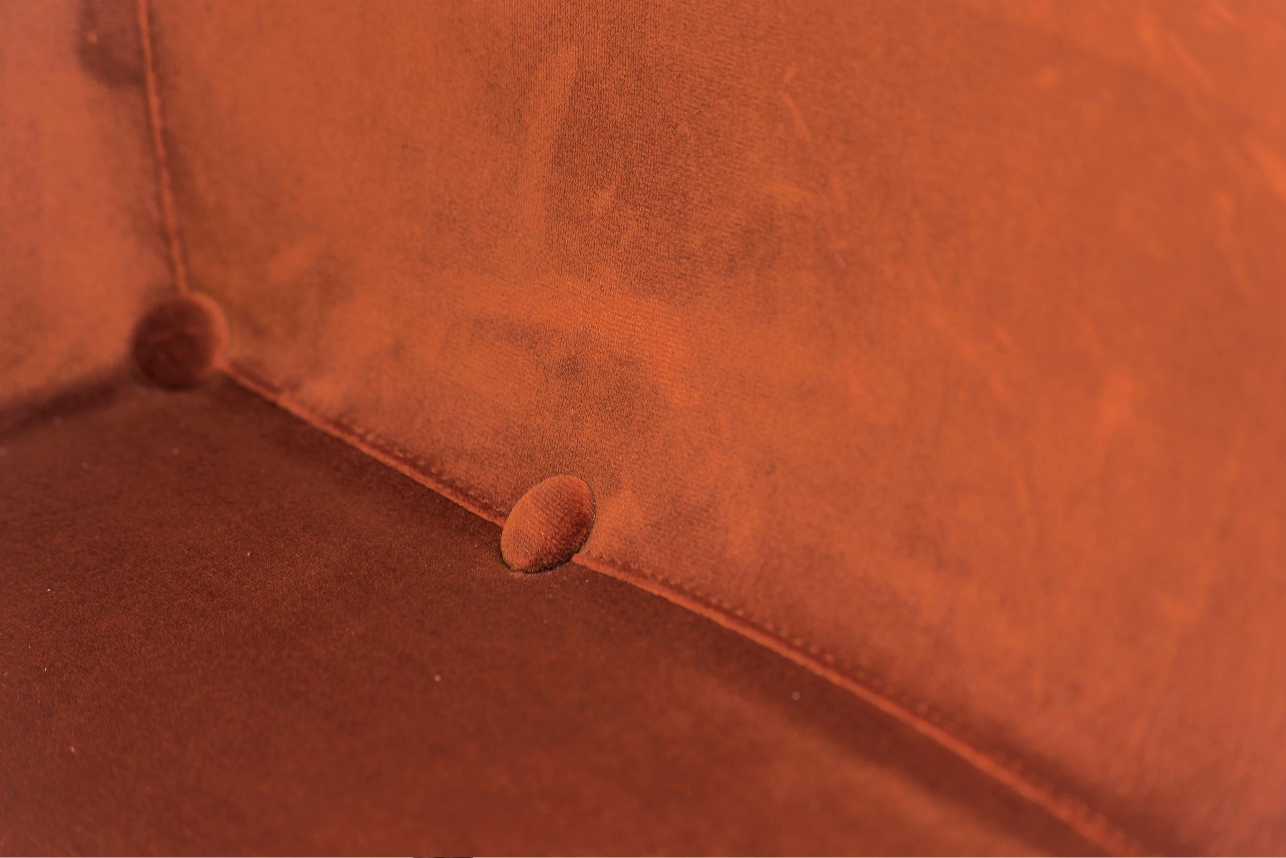 Carlos Hauner & Martin Eisler Pair of Armchairs, Orange Velvet, Brazil, 1950 In Good Condition For Sale In Barcelona, ES