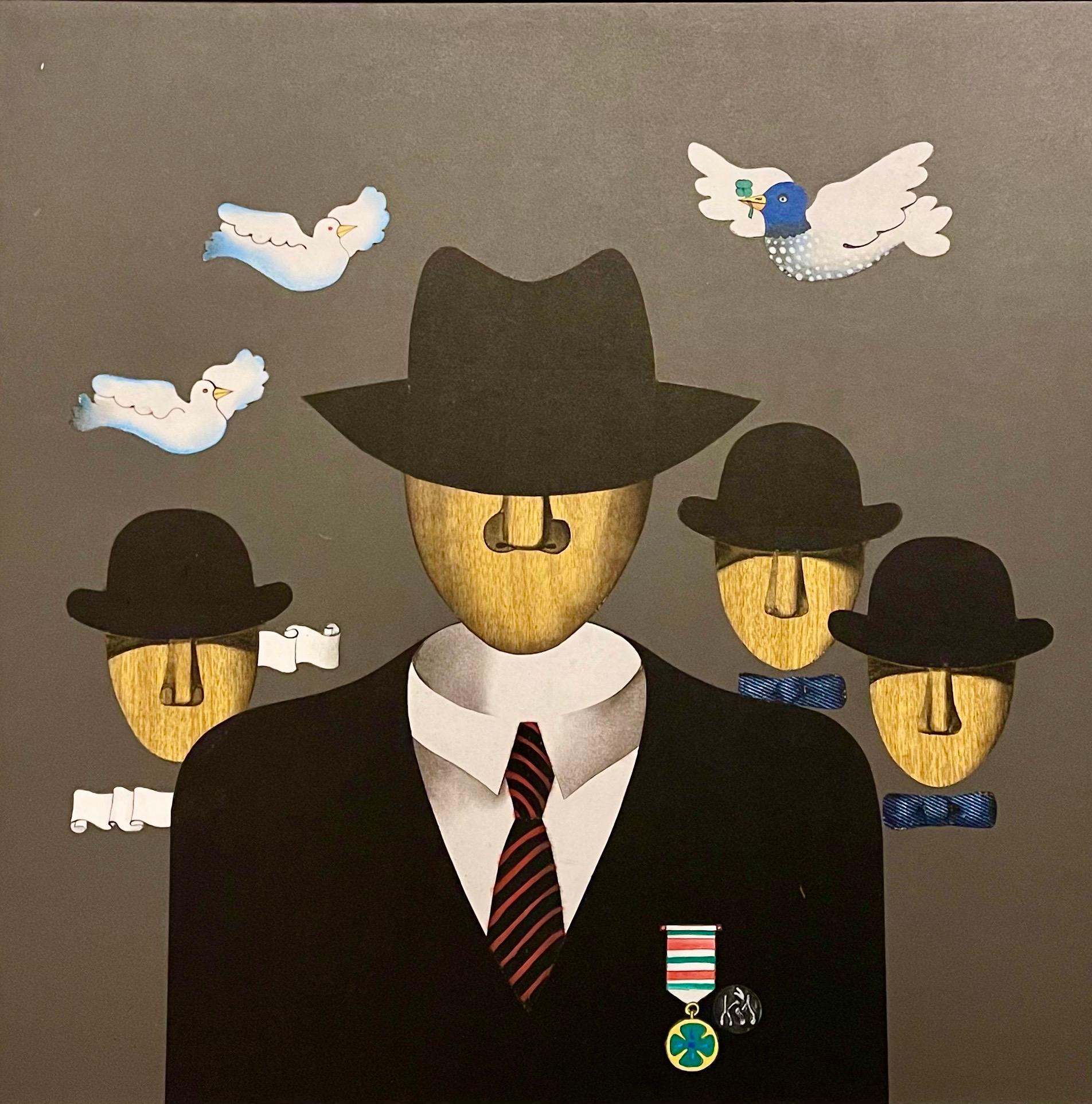 Amérique latine , peinture surréaliste brésilienne Carlos Kis d'après Rene Magritte en vente 4