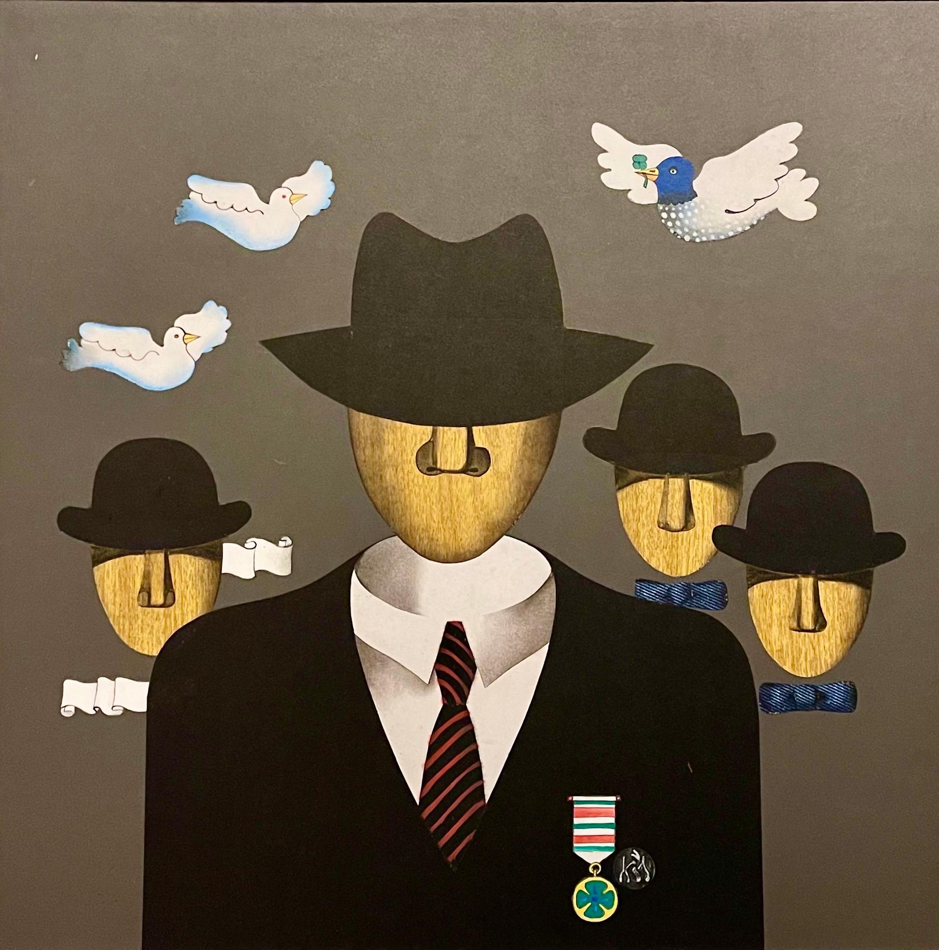 Latin American , Brazilian Surrealist Painting Carlos Kis after Rene Magritte 1