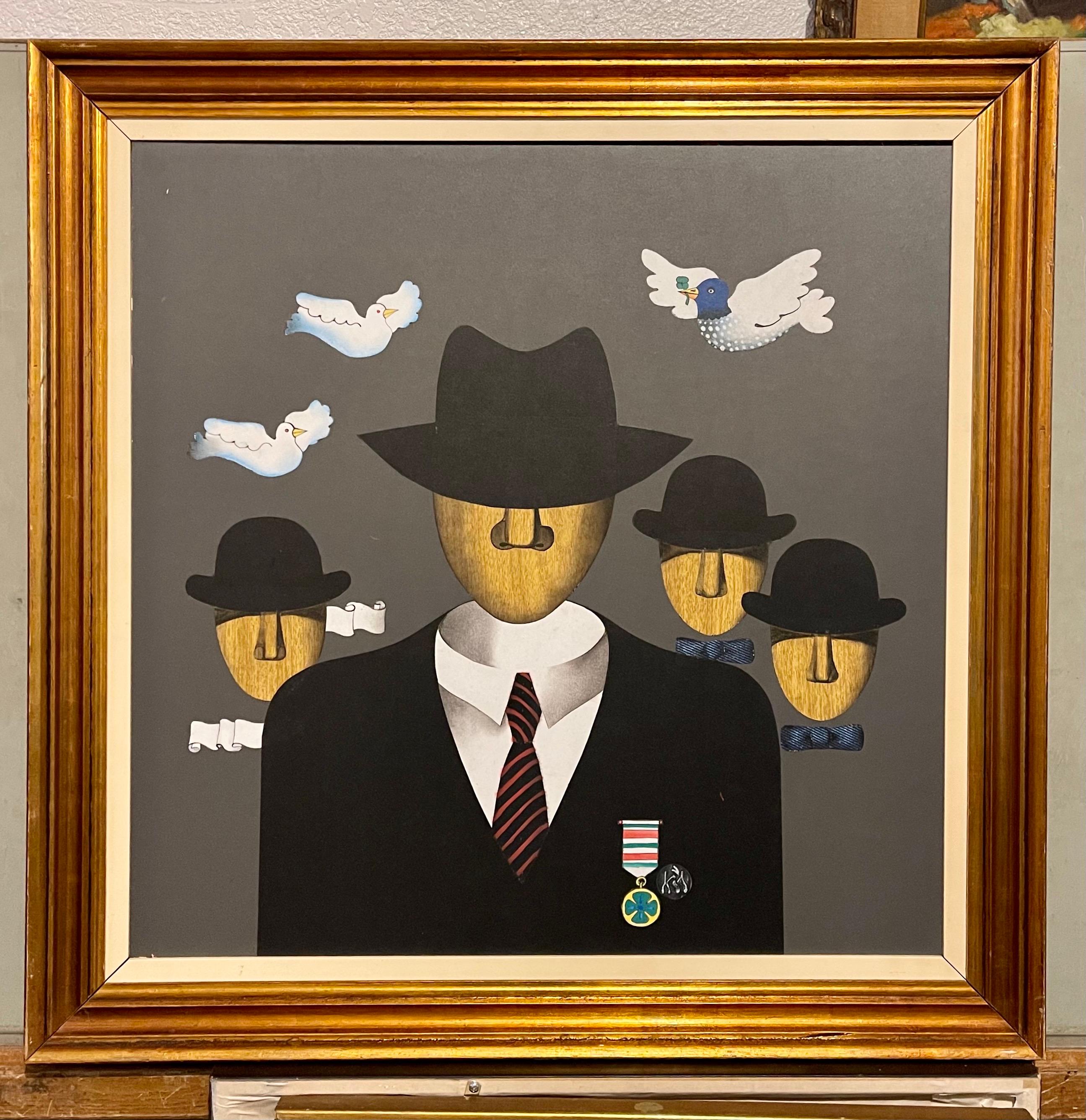 Amérique latine , peinture surréaliste brésilienne Carlos Kis d'après Rene Magritte en vente 5