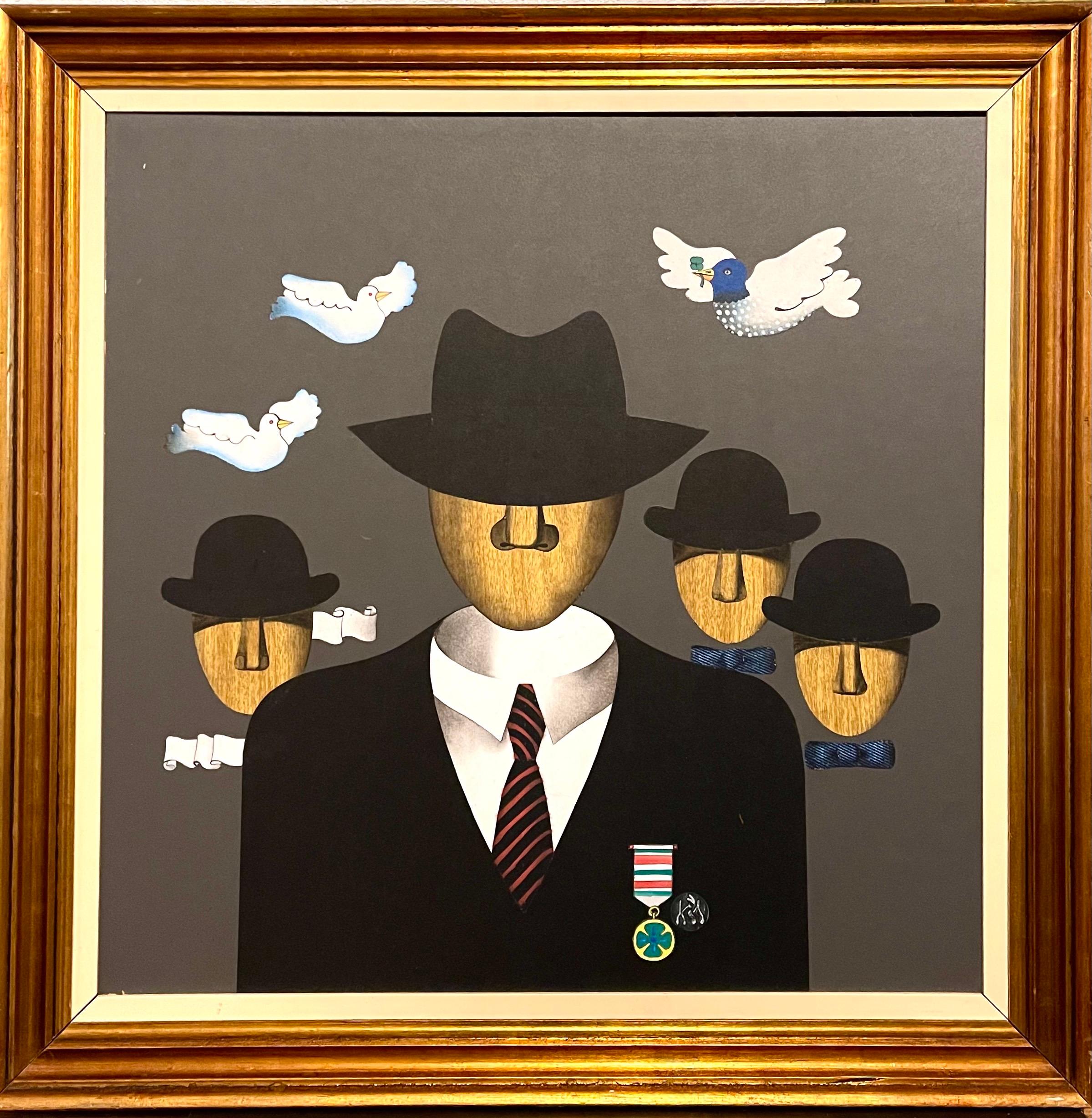 Latin American , Brazilian Surrealist Painting Carlos Kis after Rene Magritte 3