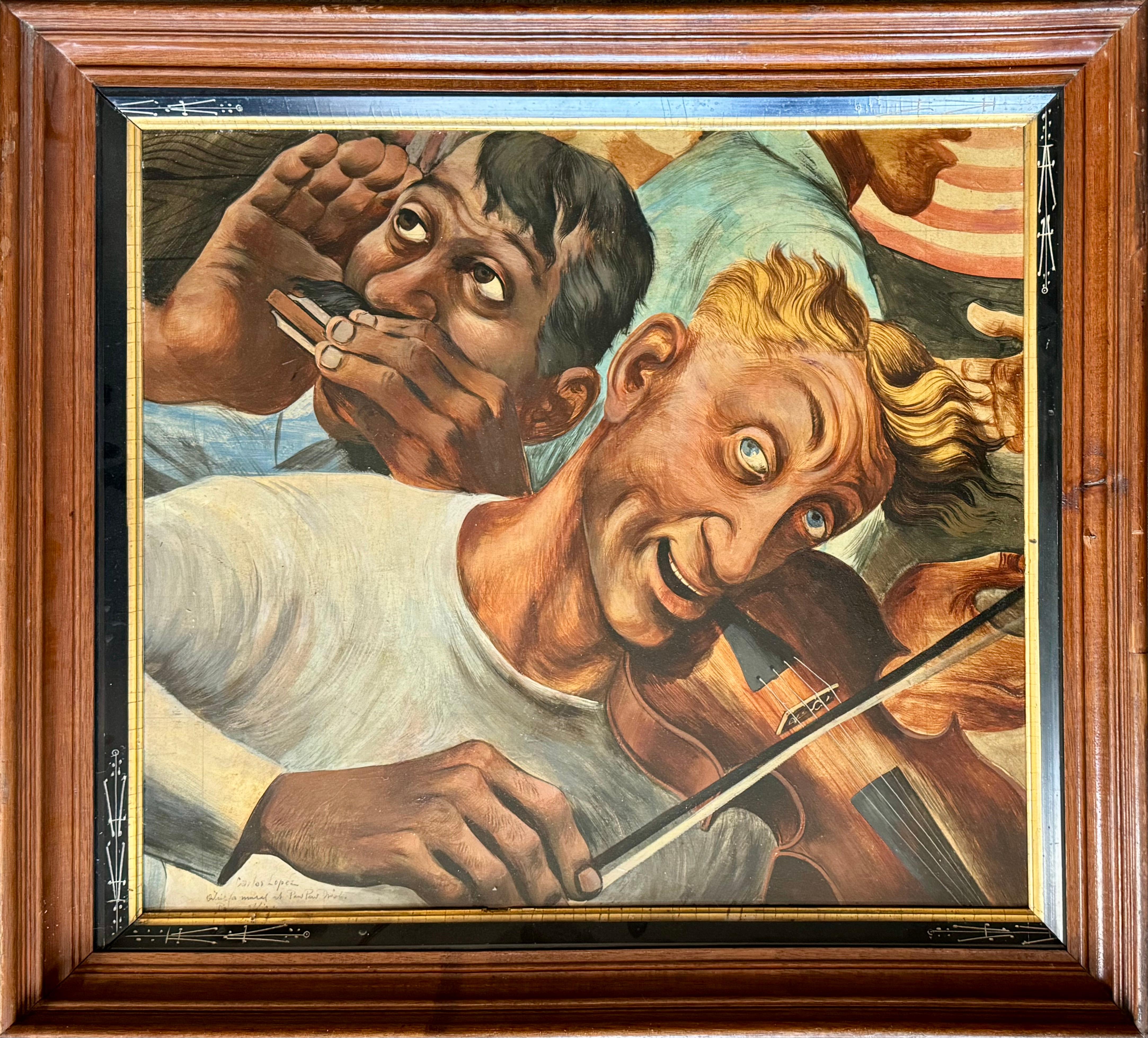 Post Office WPA Mural Study American Scene Social Realism Modern 20th Century - Painting by Carlos Lopez