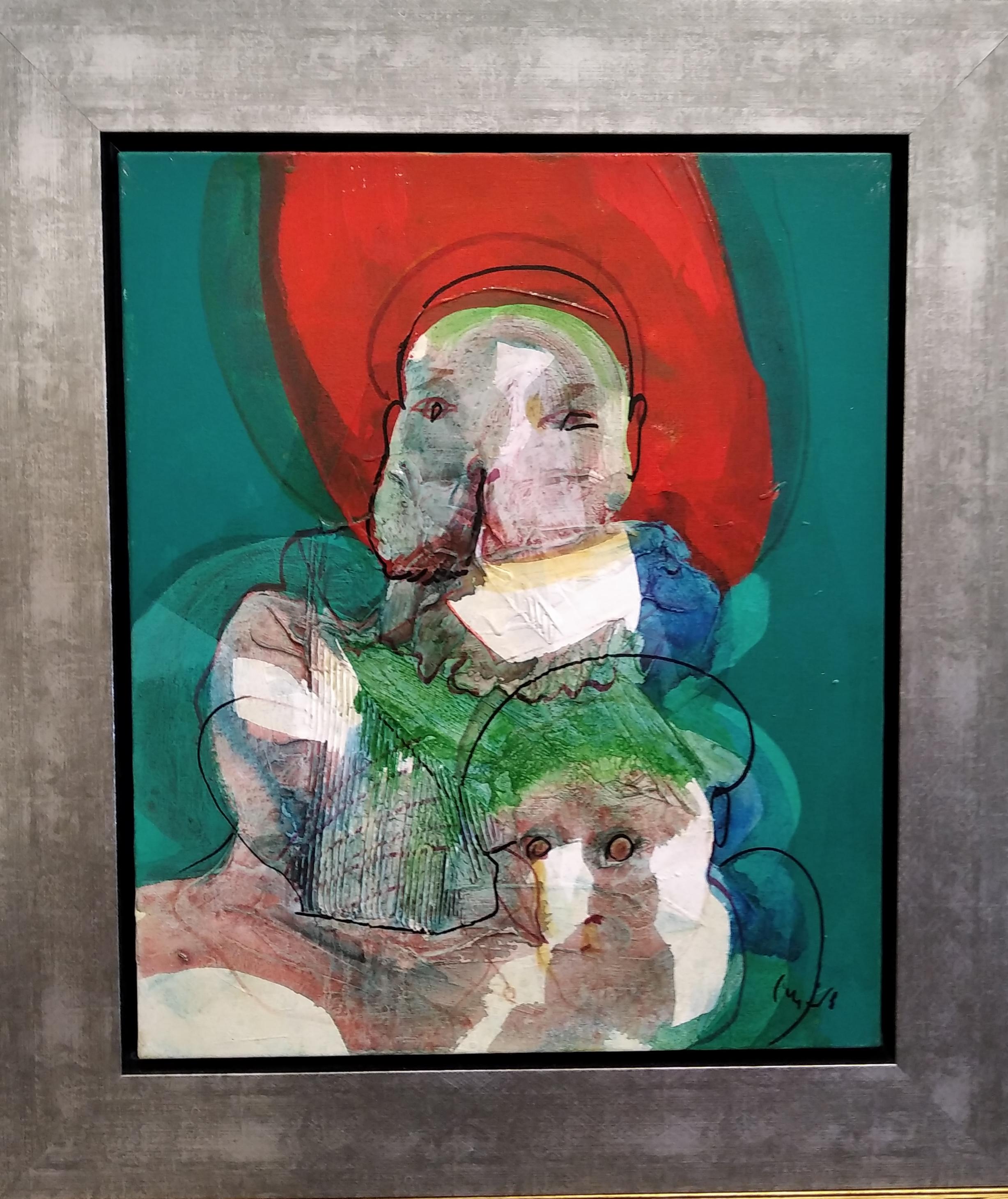 Carlos Mendez   Green  Red  acrylic painting