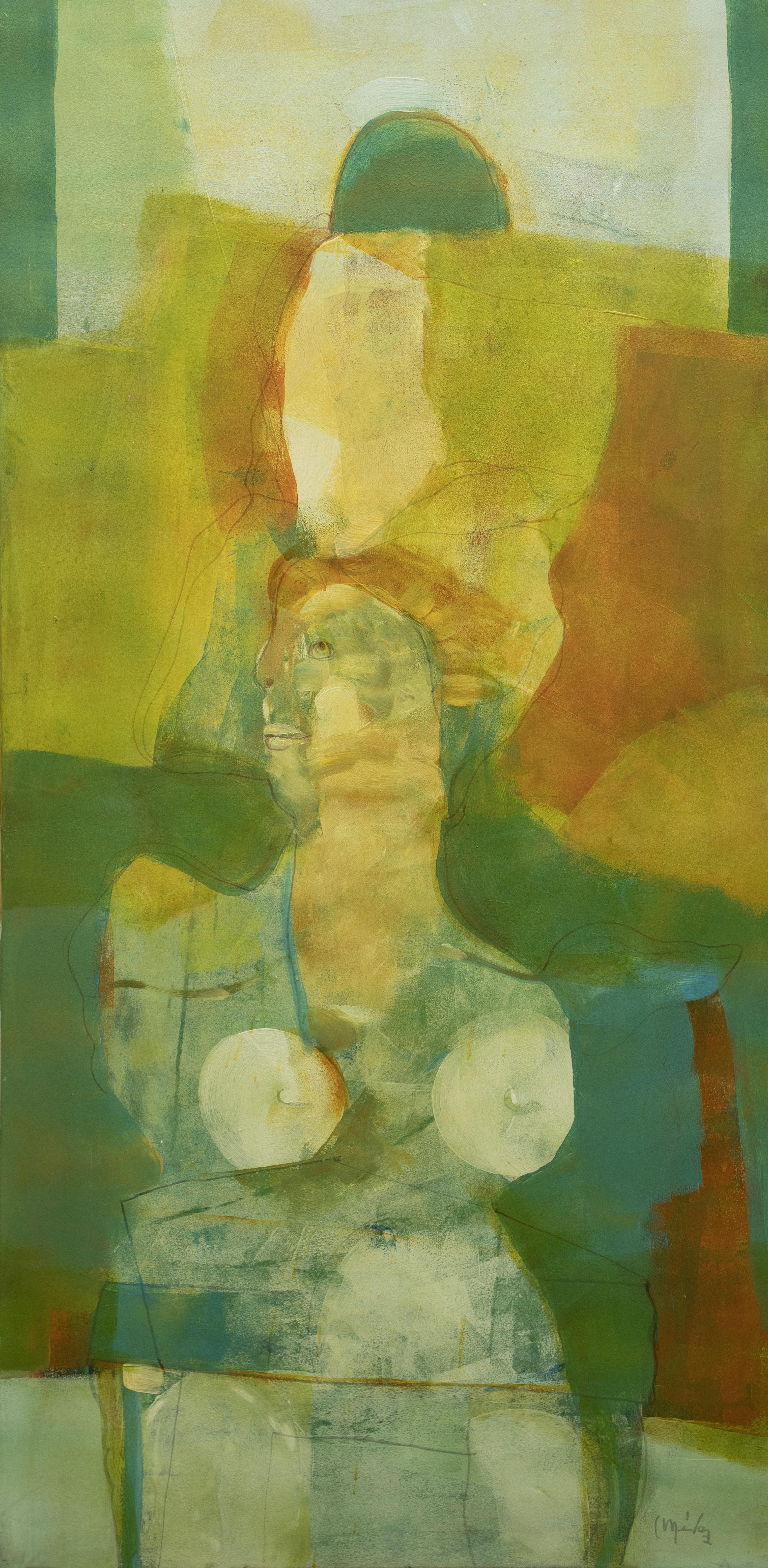 Carlos Mendez Abstract Painting - Sin Titulo Acrylic Painting, Abstract Expressionist, Framed, 2000s
