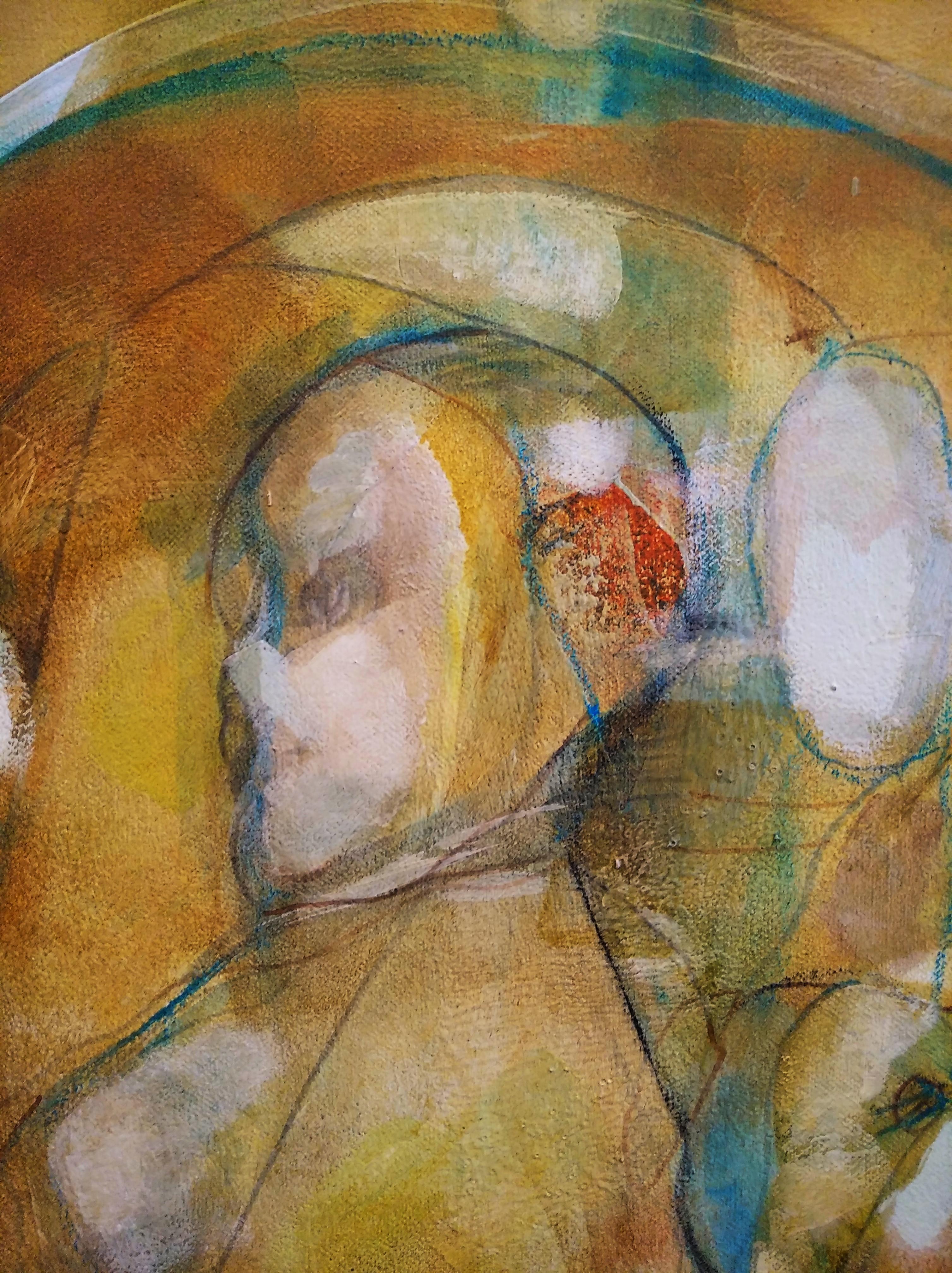 Carlos Mendez  Golden sin titulo. pittura acrilica in vendita 4