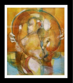 Carlos Mendez  Golden sin titulo. acrylic painting