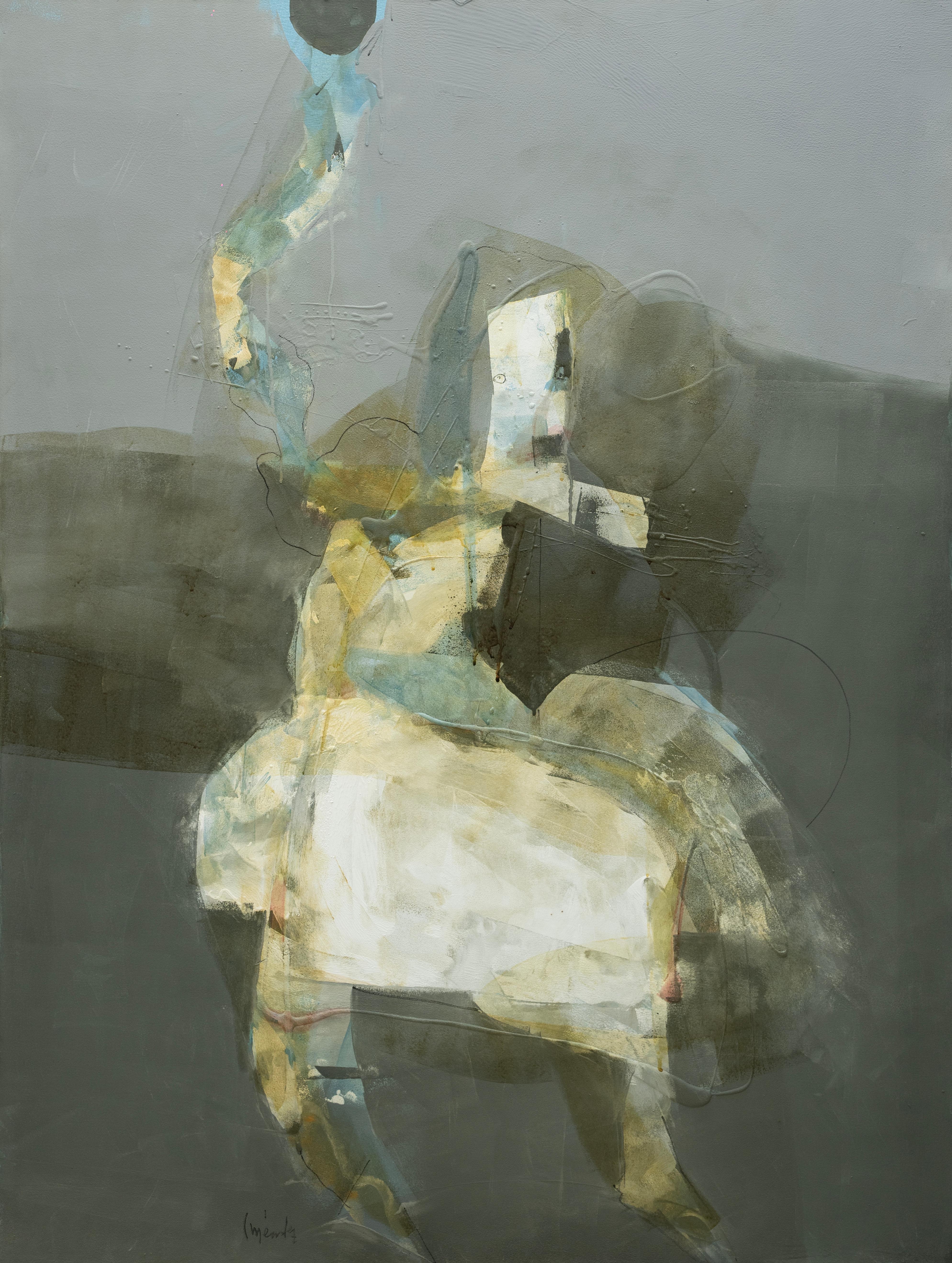 Carlos Mendez Abstract Painting - Sin Titulo Acrylic Painting, Abstract Expressionist, Framed, 1990s