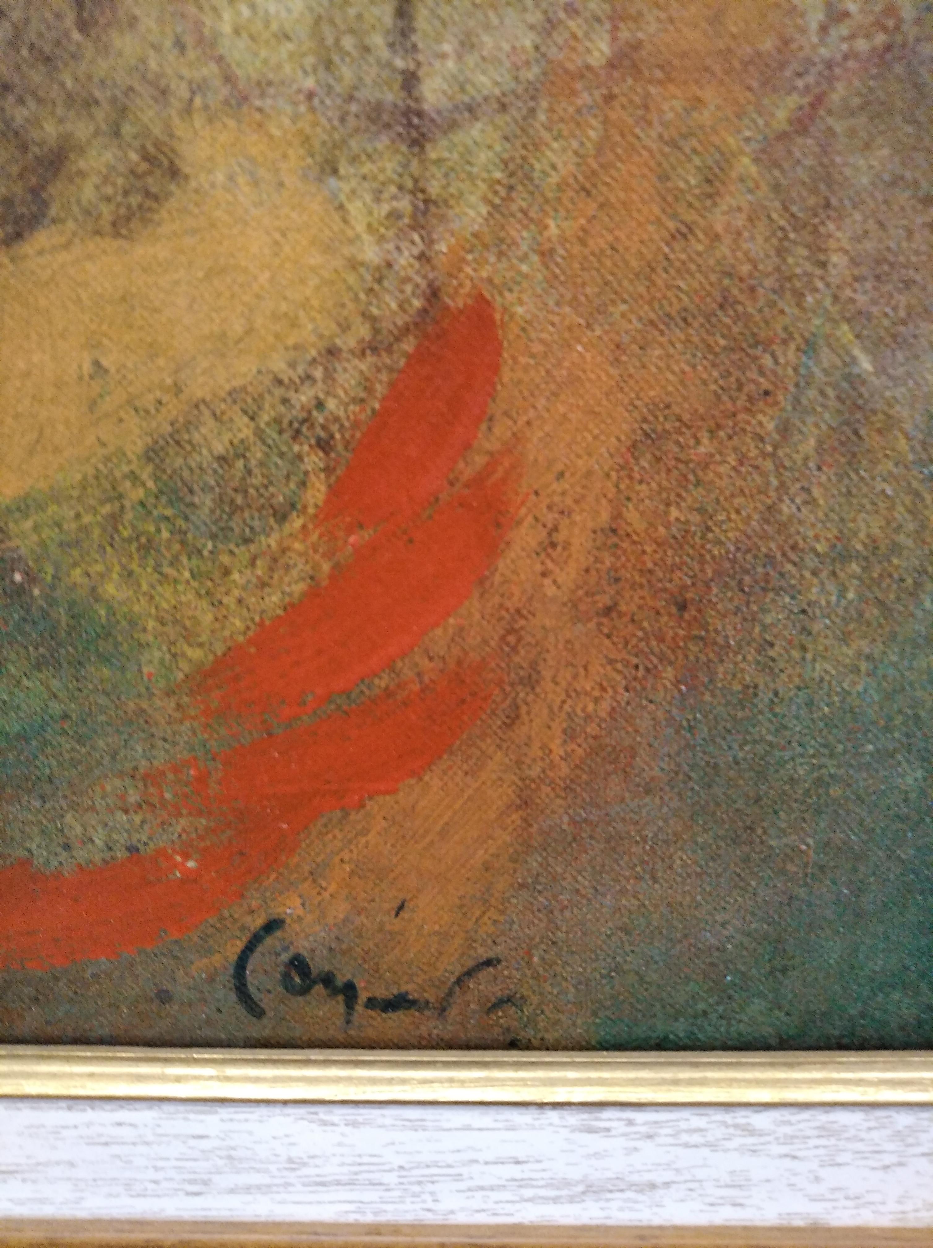 CARLOS MENDEZ  RED CHARACTER sin titulo. acrylic painting - Abstract Expressionist Painting by Carlos Mendez
