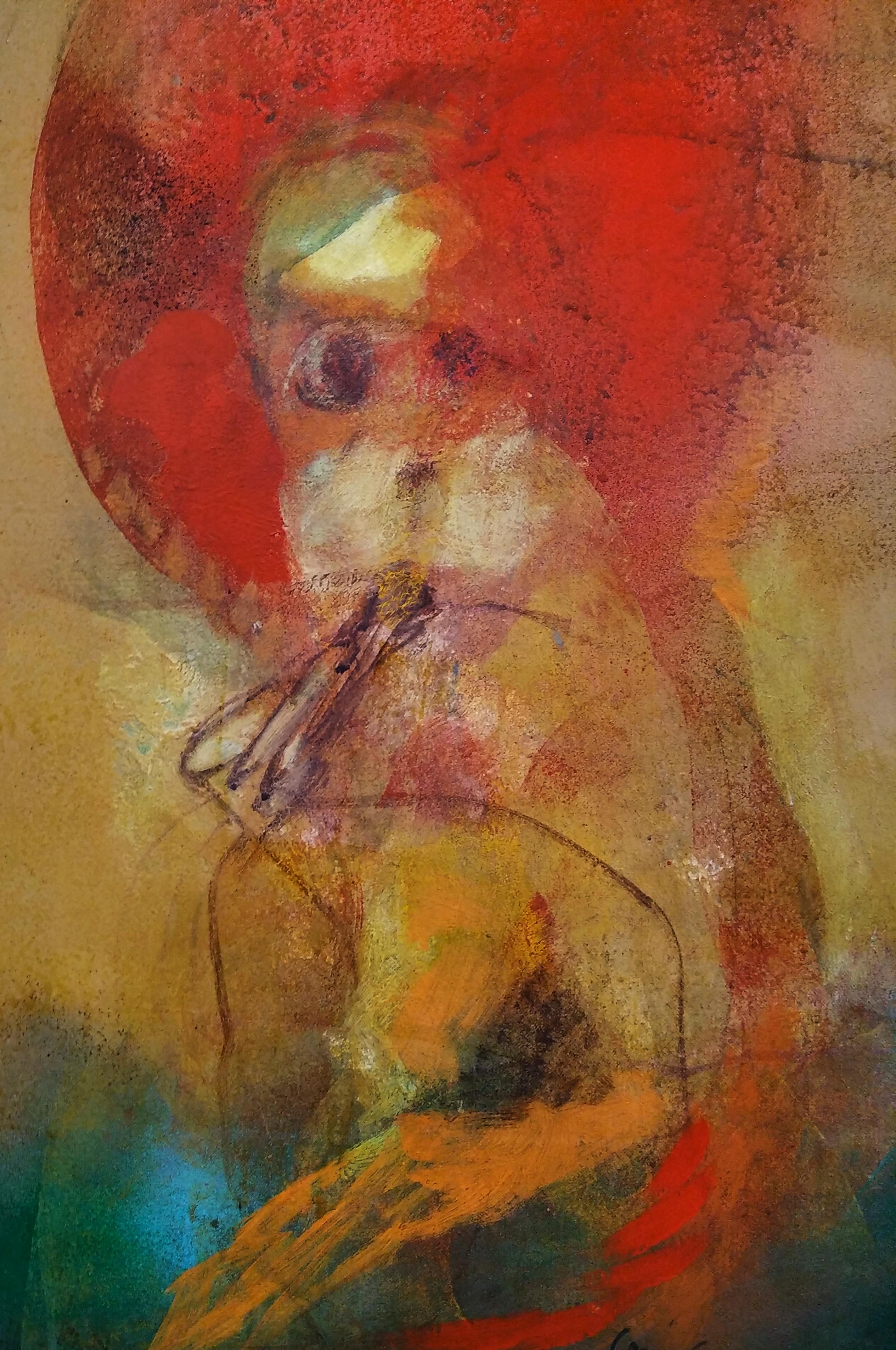 CARLOS MENDEZ  RED CHARACTER sin titulo. acrylic painting For Sale 1