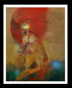 CARLOS MENDEZ Peinture acrylique « sin titulo » pour tableau rouge