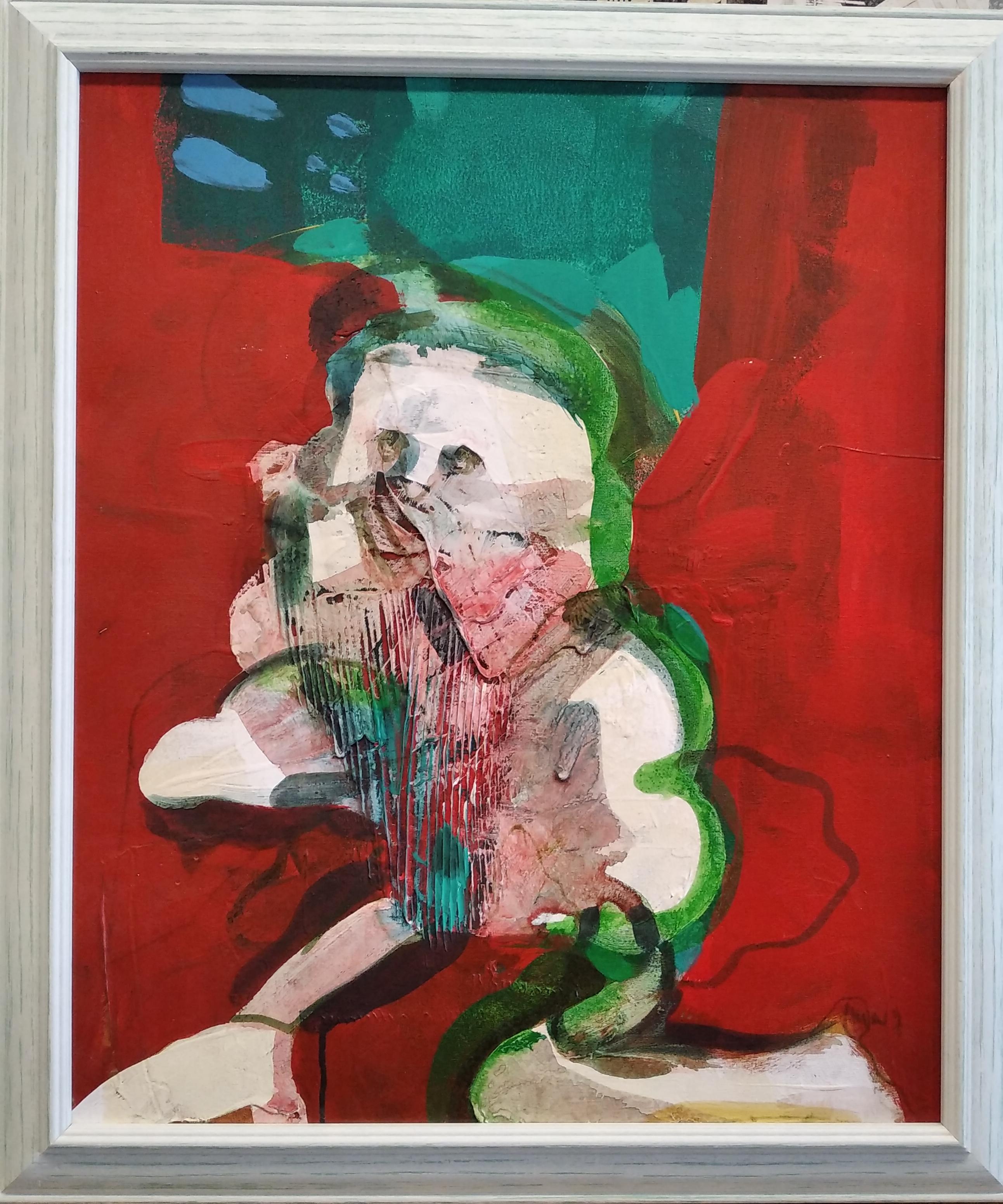 Carlos Mendez Vertical  Red. acrylic painting For Sale 1