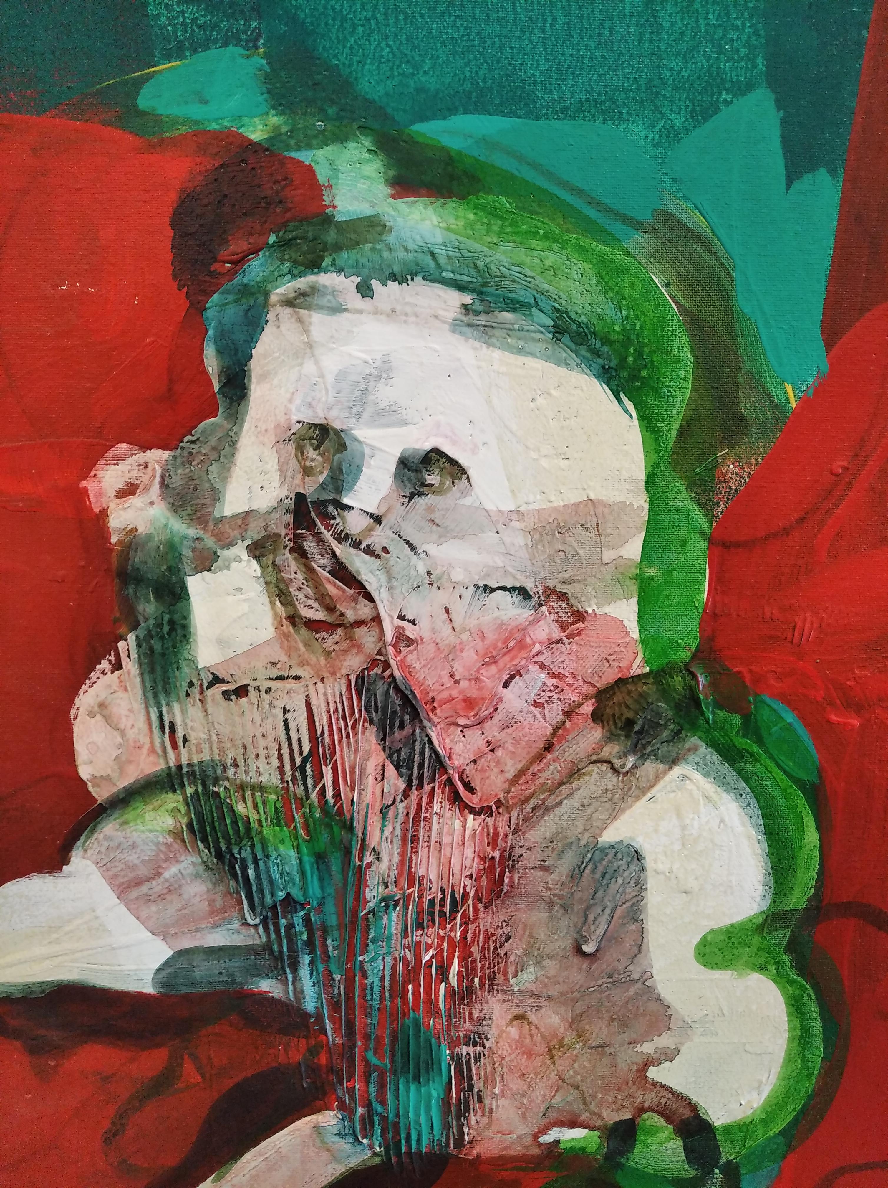 Carlos Mendez Vertikales  Rot. Acrylmalerei im Angebot 2