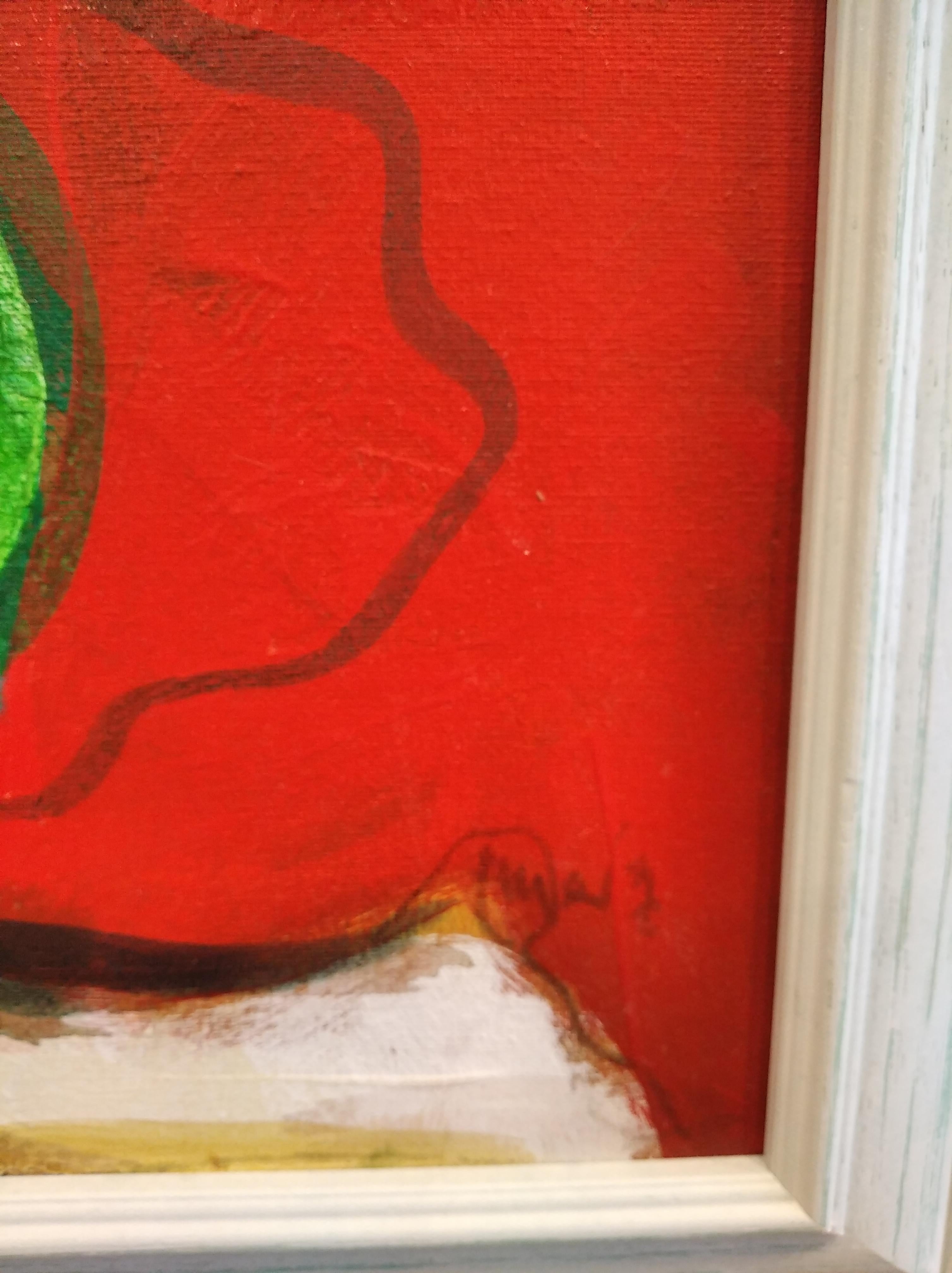 Carlos Mendez Vertical  Red. acrylic painting For Sale 3